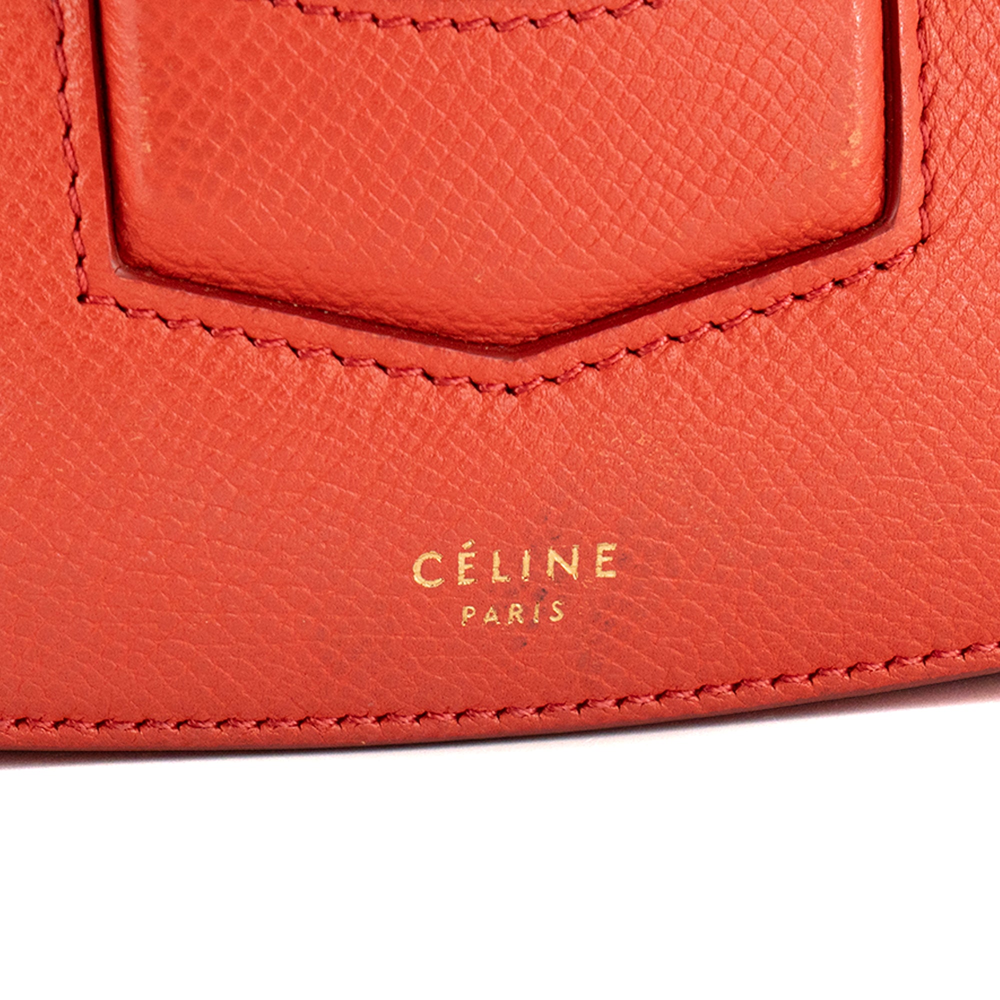 CELINE - Sac à bandoulière Trotteur Celine en cuir grainé orange
