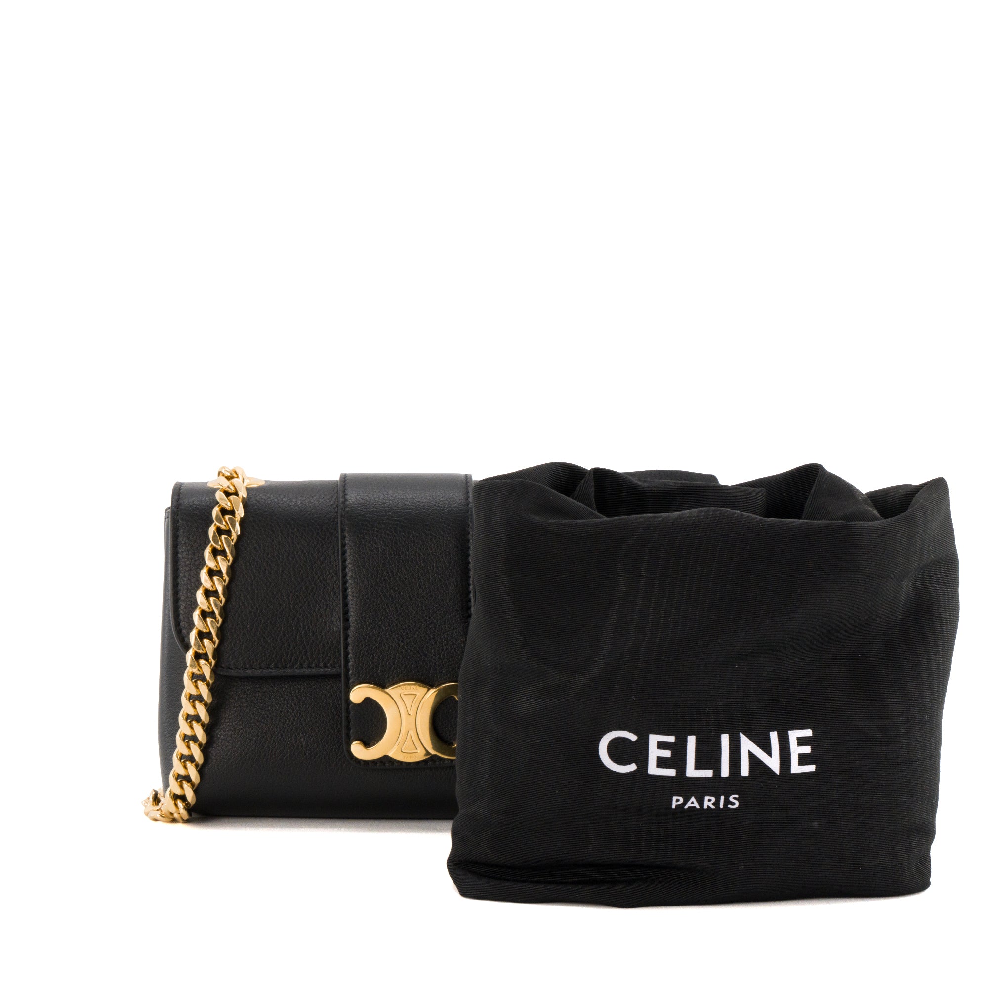 CELINE - Sac à bandoulière Victoire mini Celine en cuir grainé noir