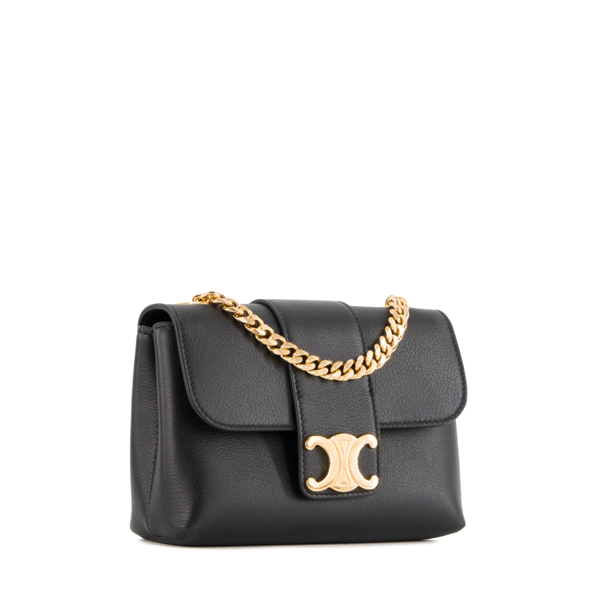 CELINE - Sac à bandoulière Victoire mini Celine en cuir grainé noir