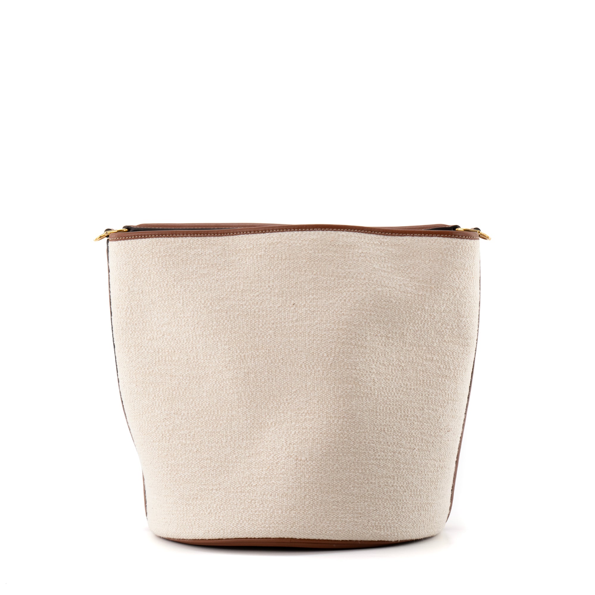 CELINE - Sac à épaule 16 Celine en tweed beige et cuir marron