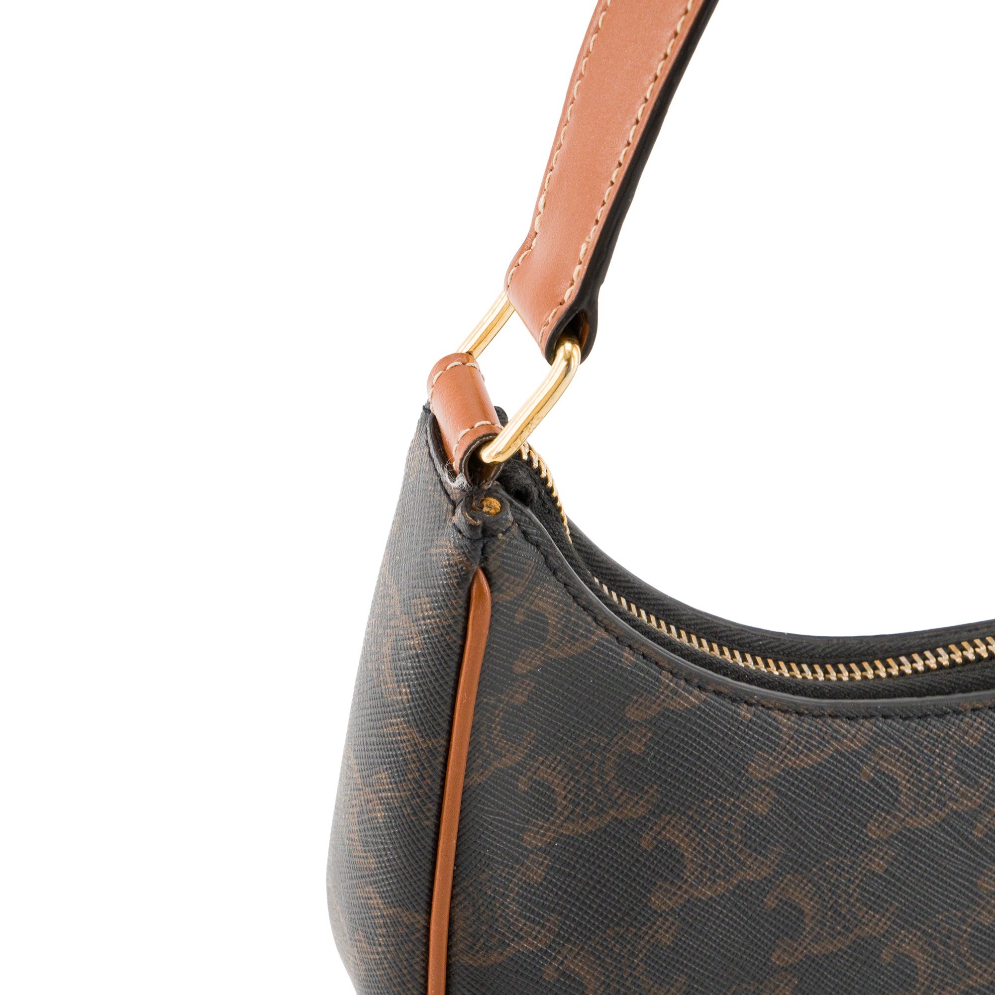 CELINE - Sac à épaule Ava Celine en toile enduite monogrammée triomphe marron