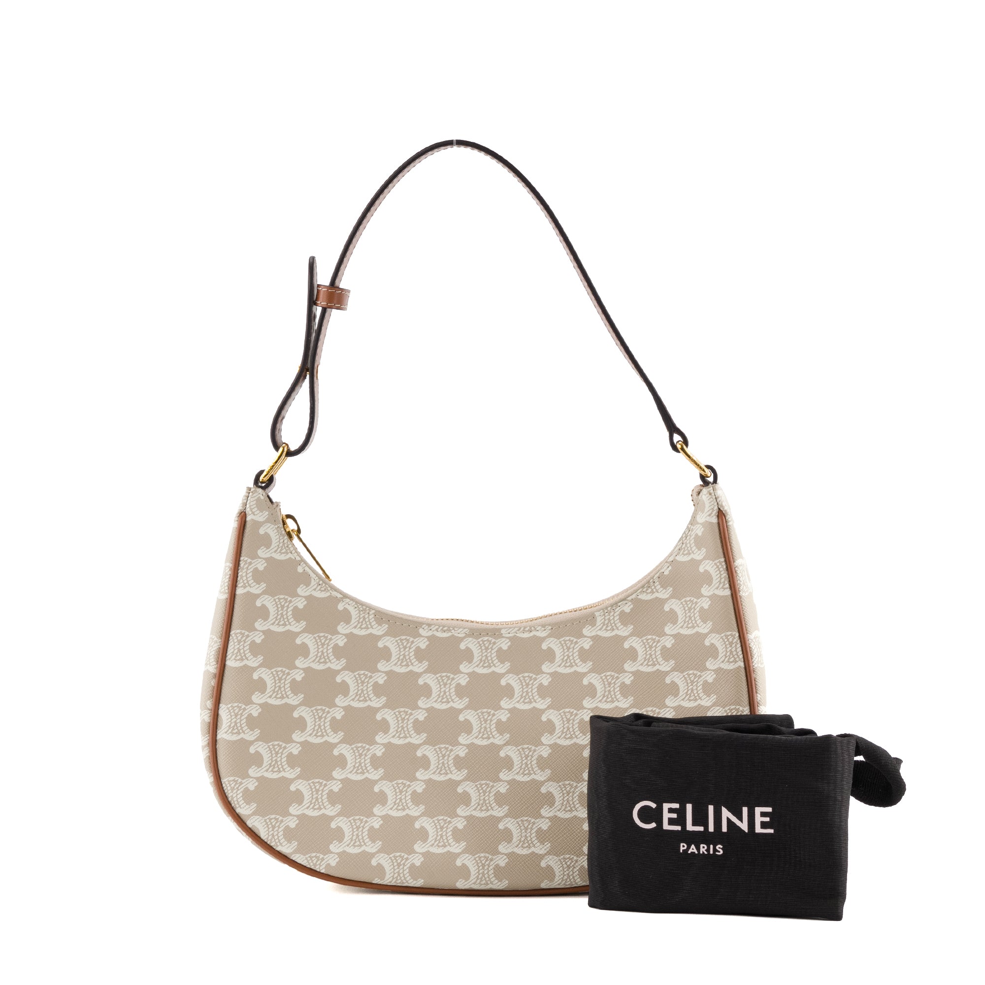 CELINE - Sac à épaule Ava Celine en toile enduite triomphe beige