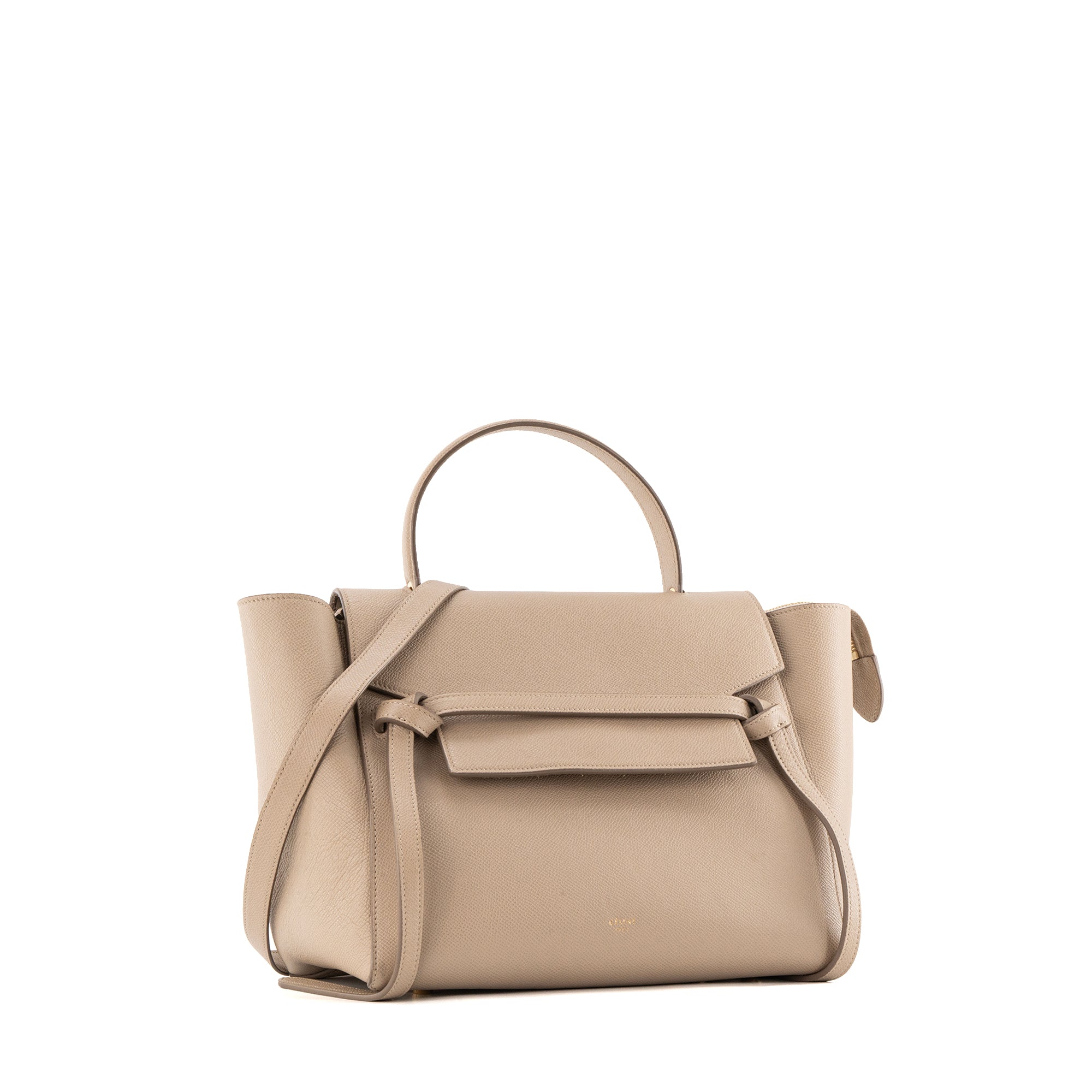 CELINE - Sac à épaule Belt Celine en cuir grainé beige