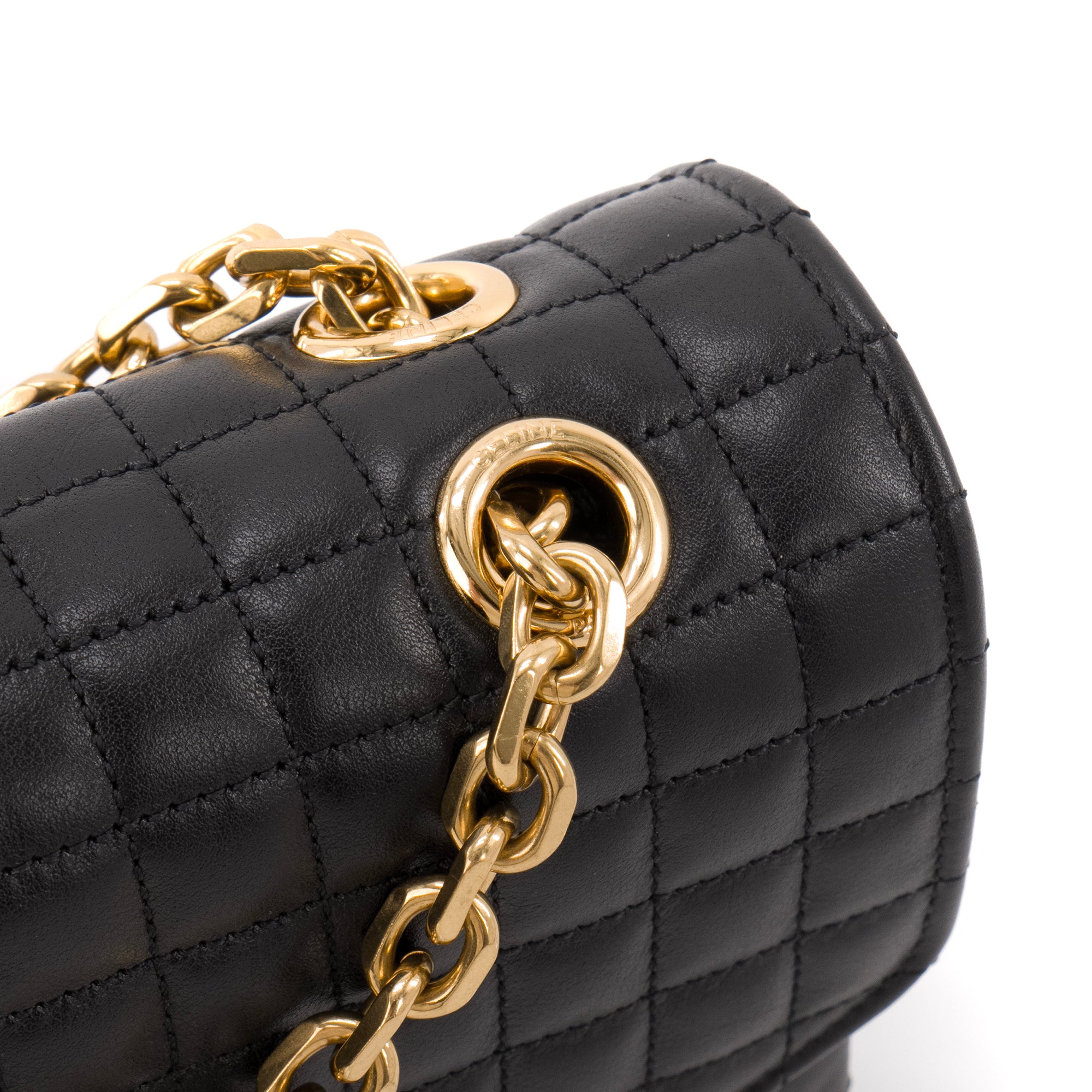 CELINE - Sac à épaule C Celine en cuir matelassé noir