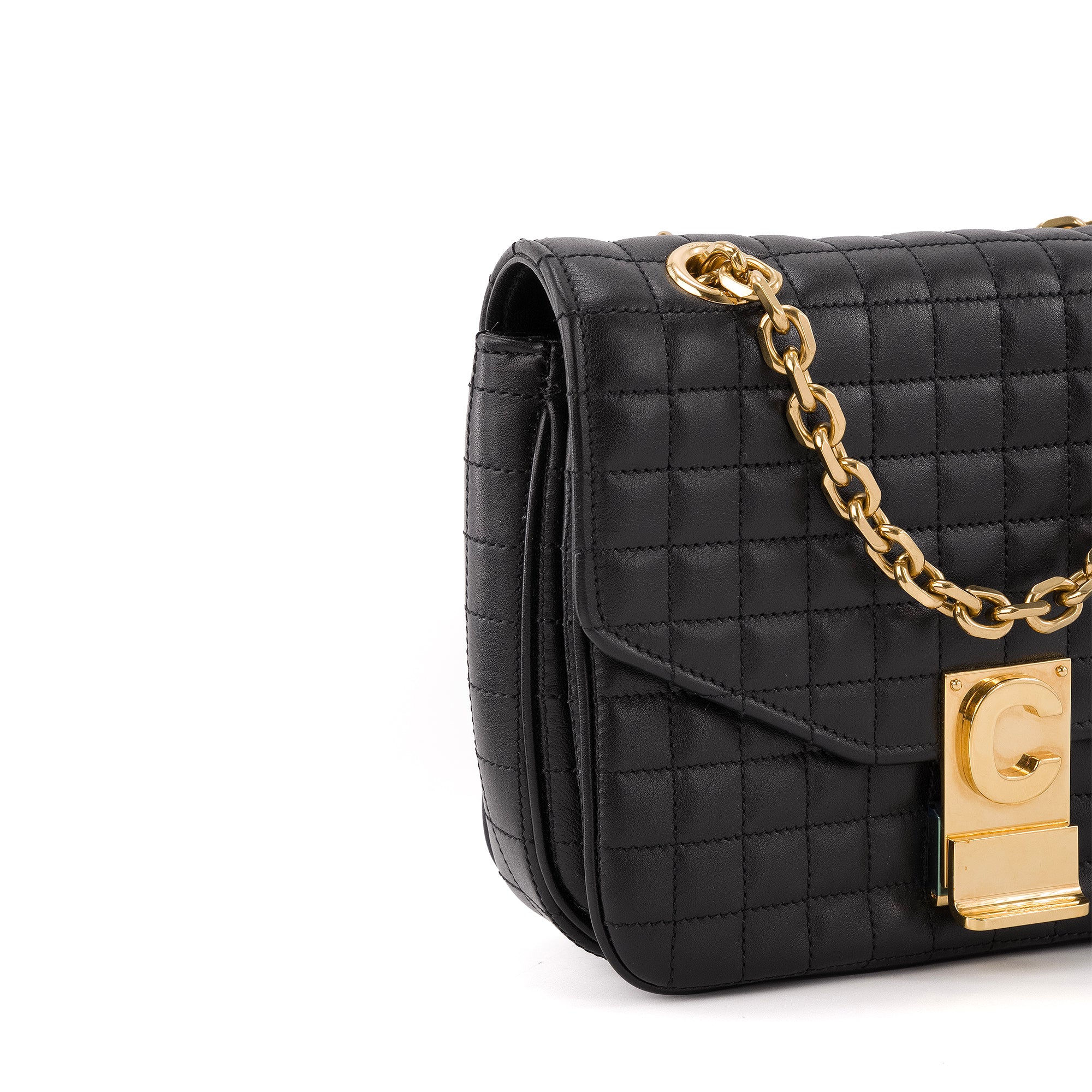 CELINE - Sac à épaule C Celine en cuir matelassé noir
