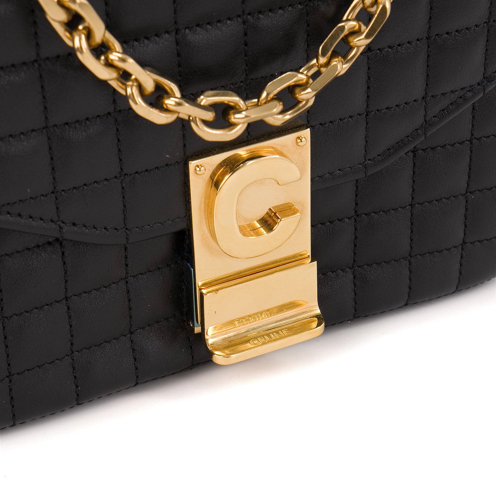 CELINE - Sac à épaule C Celine en cuir matelassé noir