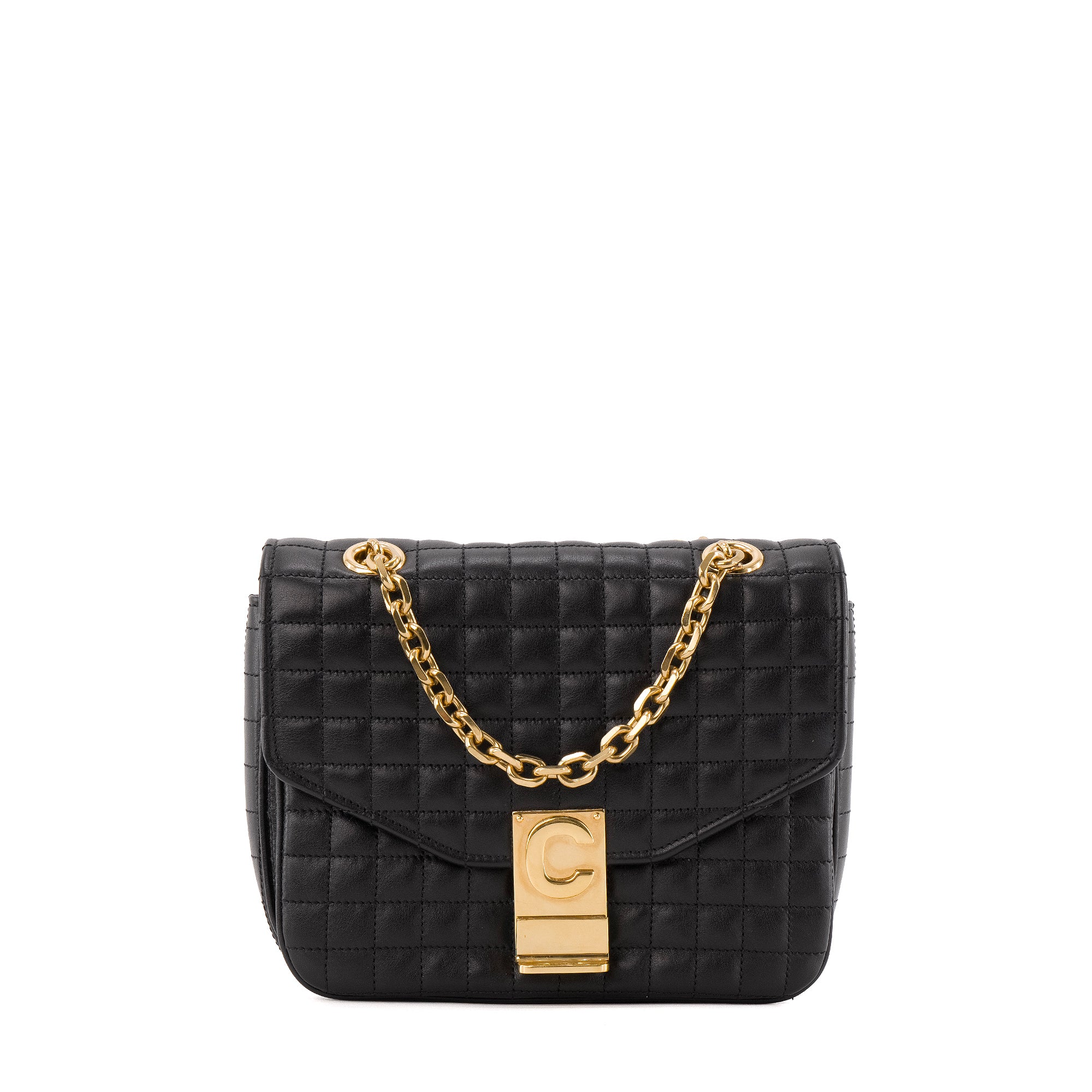 CELINE - Sac à épaule C Celine en cuir matelassé noir