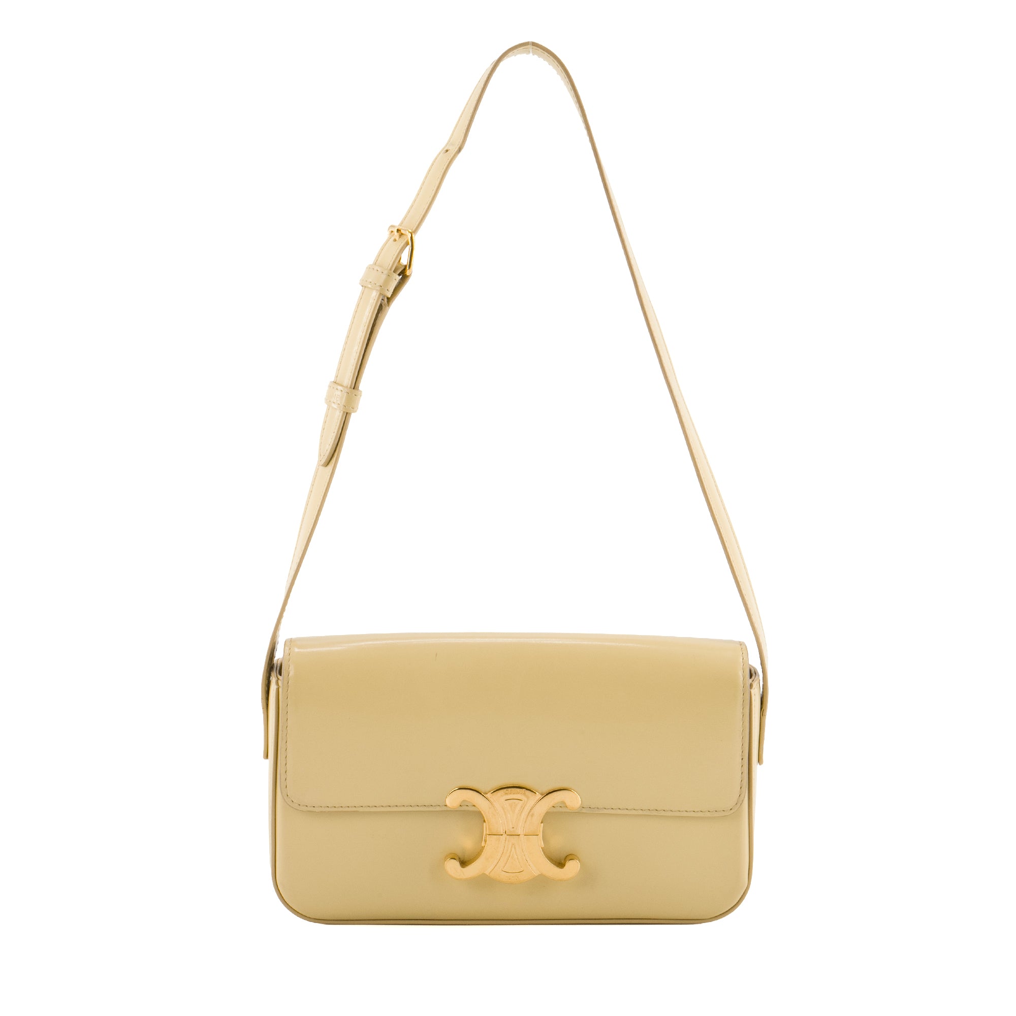 CELINE - Sac à épaule Claude Celine en cuir box jaune