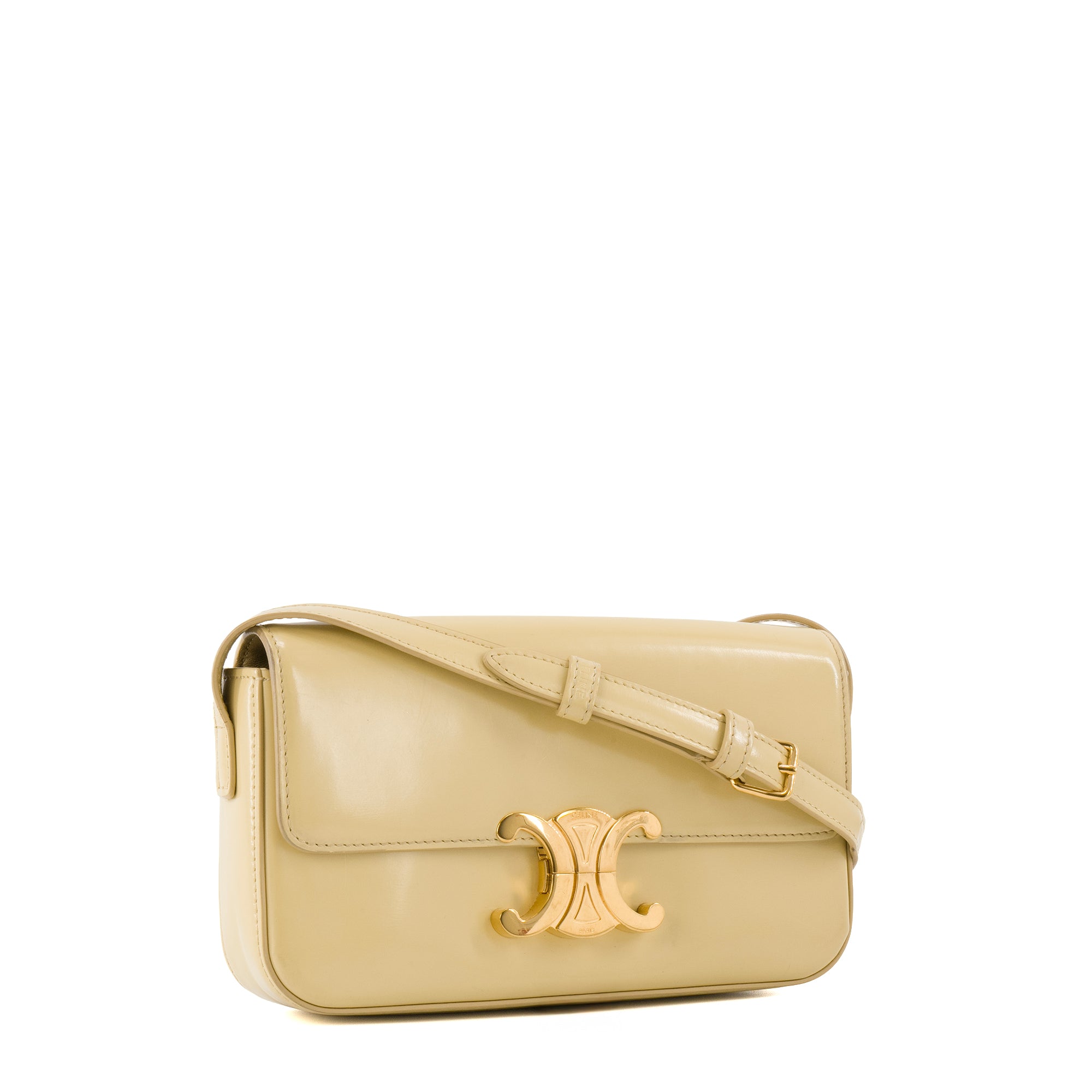 CELINE - Sac à épaule Claude Celine en cuir box jaune