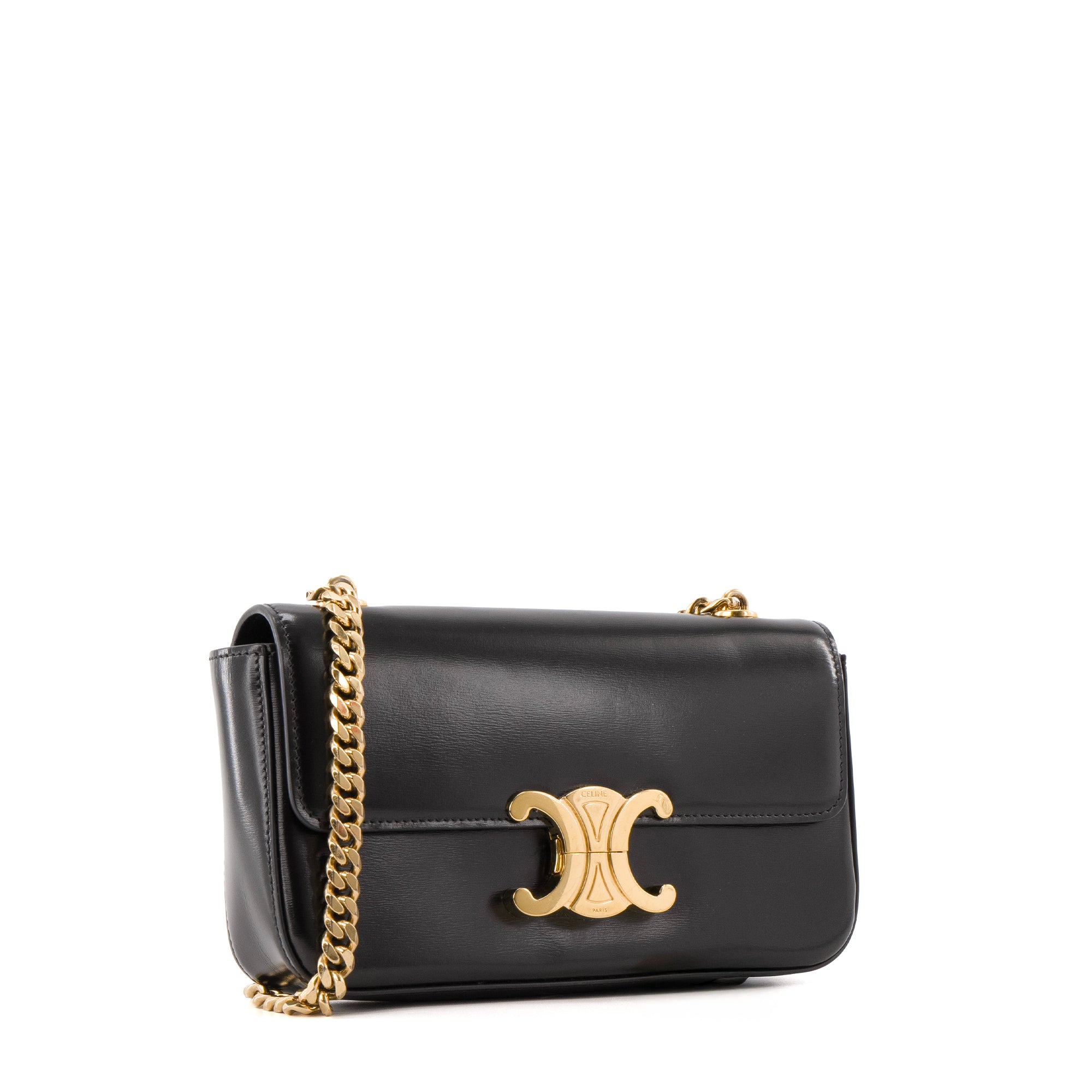 CELINE - Sac à épaule Claude Celine en cuir lisse noir