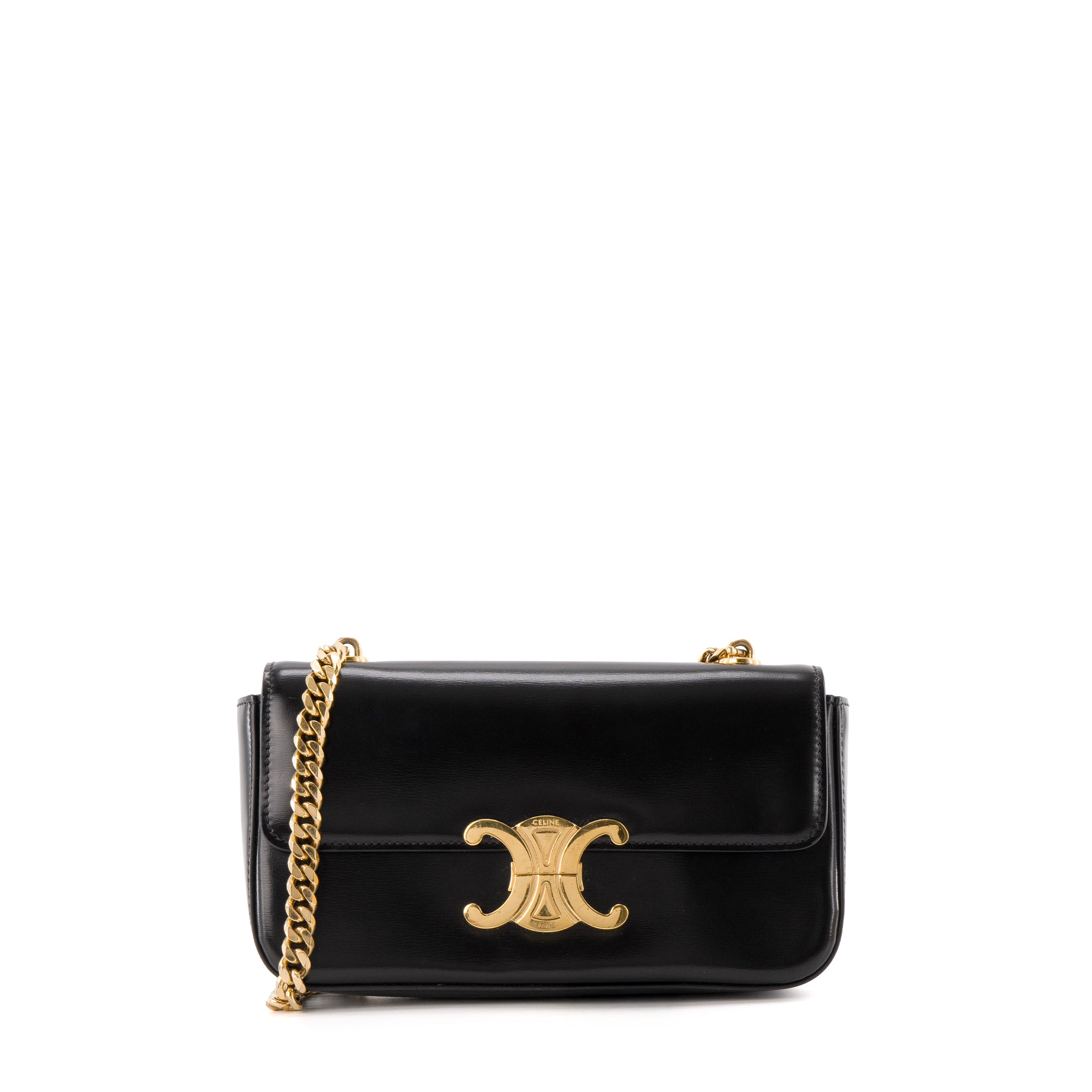 CELINE - Sac à épaule Claude Celine en cuir lisse noir