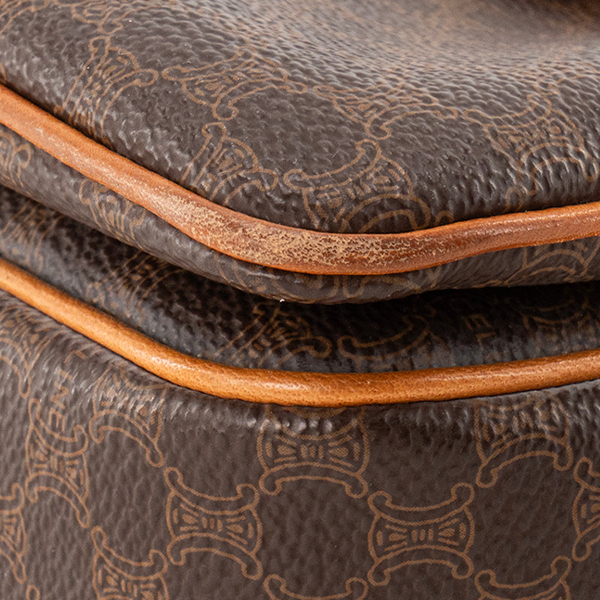 CELINE - Sac à épaule Macadam Celine en toile et cuir lisse marron