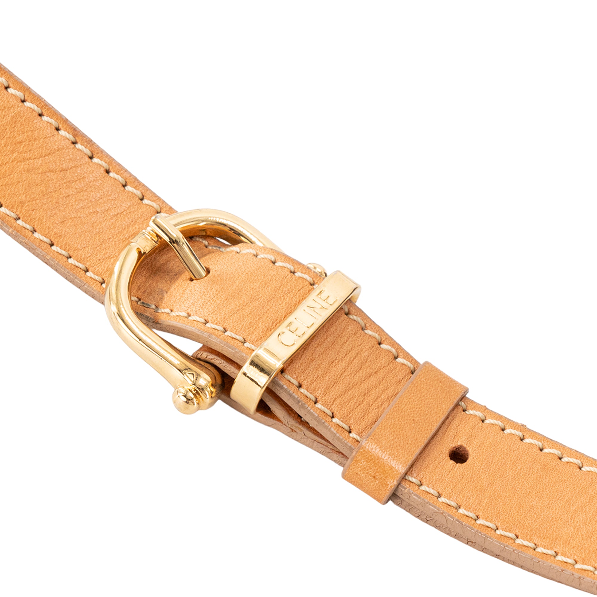 CELINE - Sac à épaule Macadam Celine en toile et cuir lisse marron