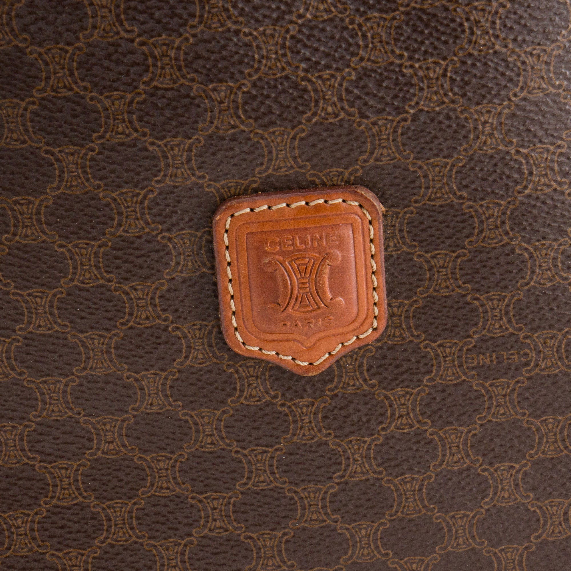 CELINE - Sac à épaule Seau Celine en toile enduite macadam marron vintage