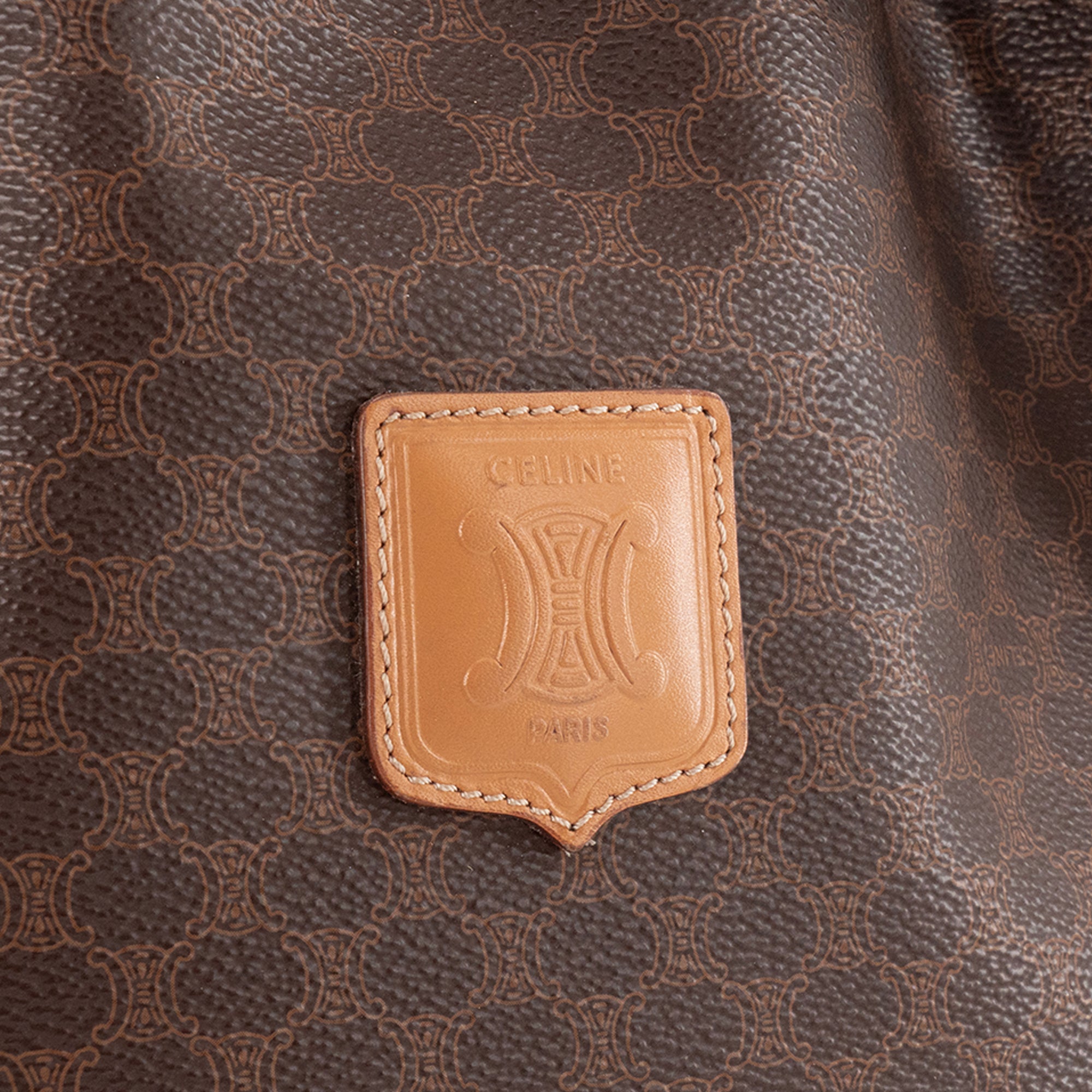 CELINE - Sac à épaule Seau Macadam Celine en toile monogrammée marron vintage