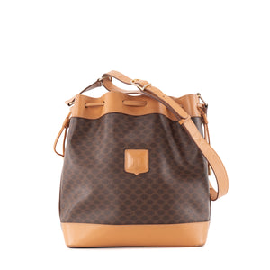 CELINE - Sac à épaule Seau Macadam Celine en toile monogrammée marron vintage