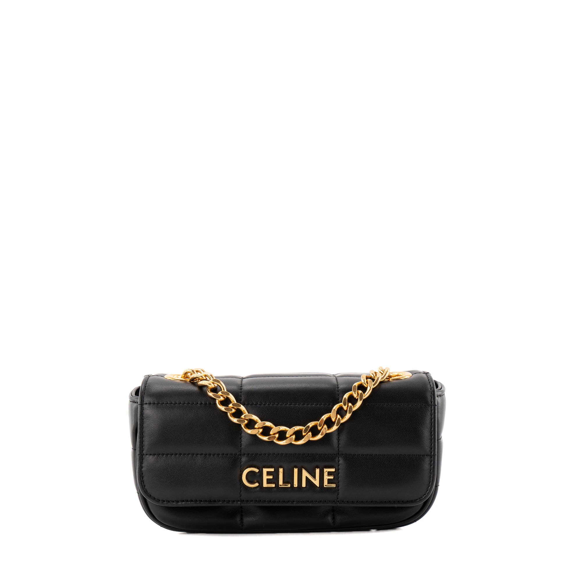 CELINE - Sac à épaule Shoulder Bag Celine en cuir matelassé noir