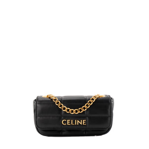 CELINE - Sac à épaule Shoulder Bag Celine en cuir matelassé noir