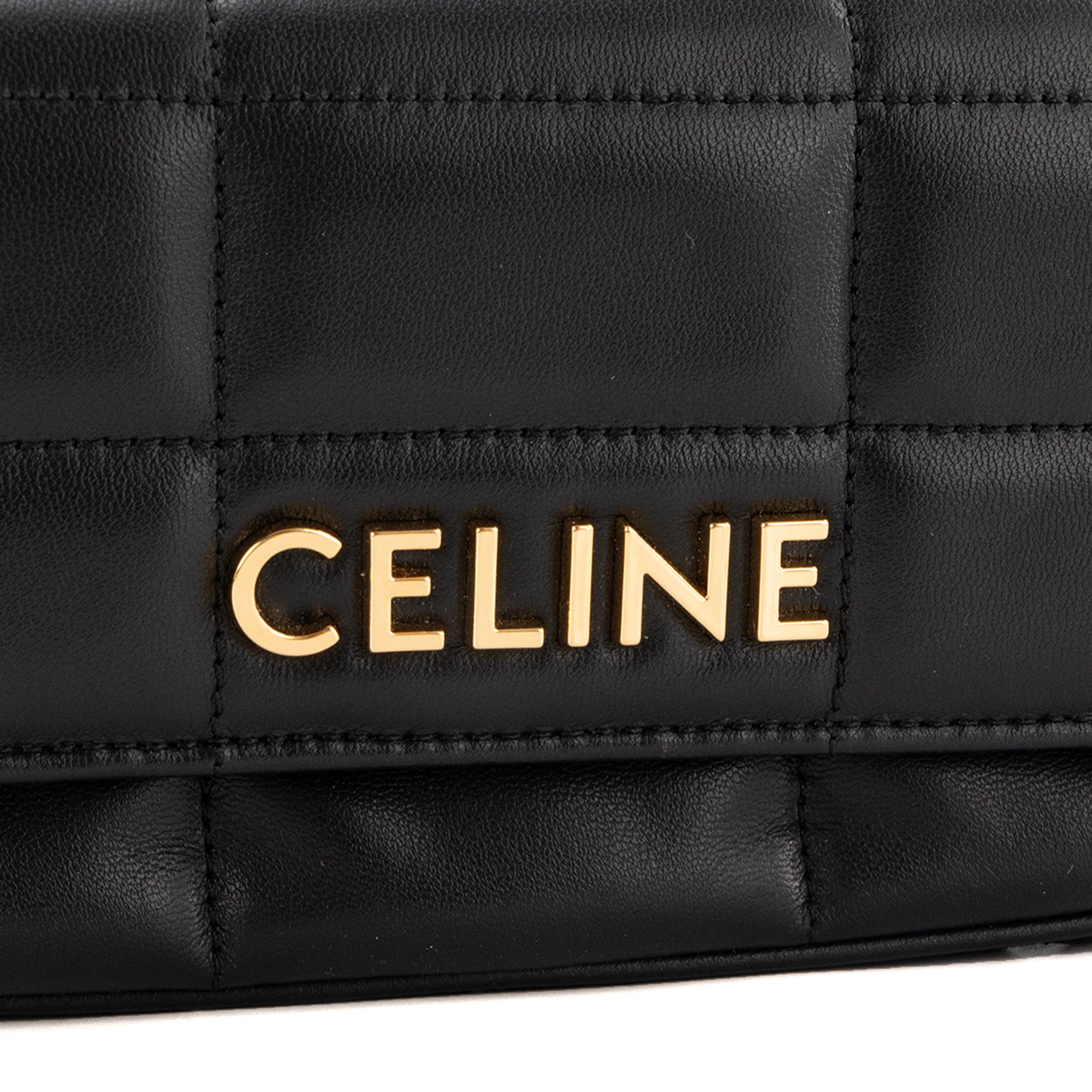 CELINE - Sac à épaule Shoulder Bag Celine en cuir matelassé noir