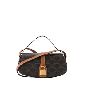 CELINE - Sac à épaule Tabou Celine en toile enduite macadam marron