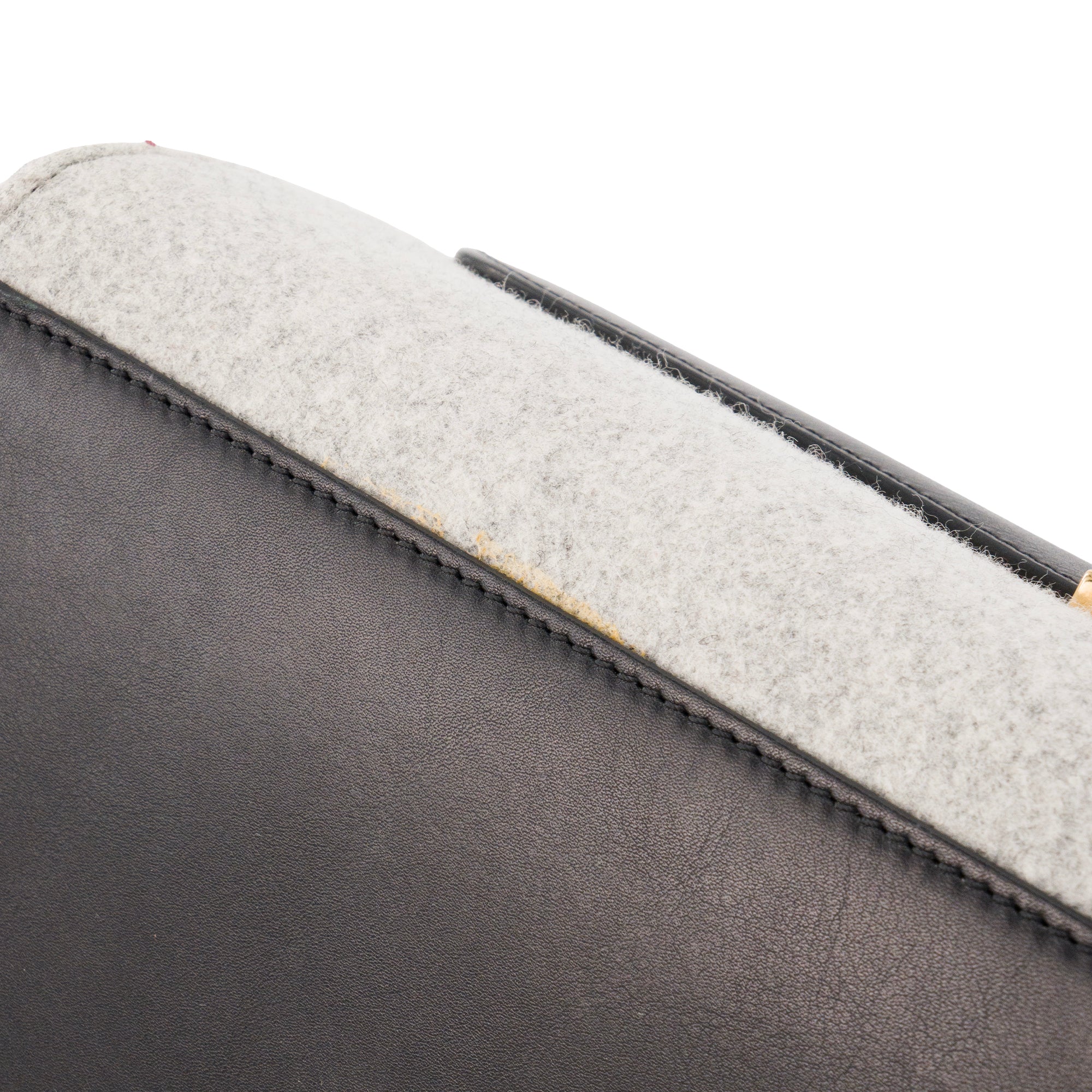 CELINE - Sac à épaule Trapeze MM Celine en feutrine grise et cuir noir