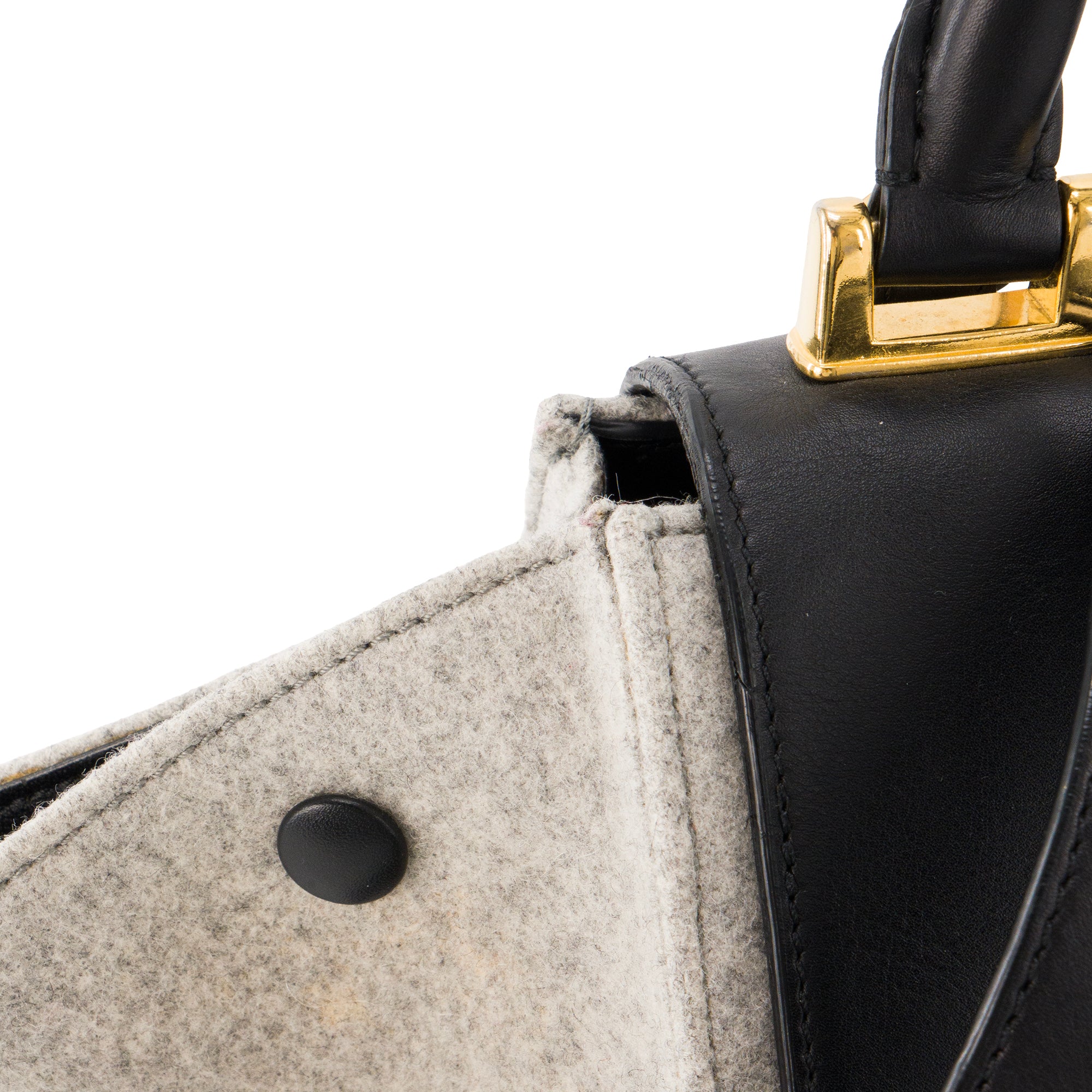 CELINE - Sac à épaule Trapeze MM Celine en feutrine grise et cuir noir