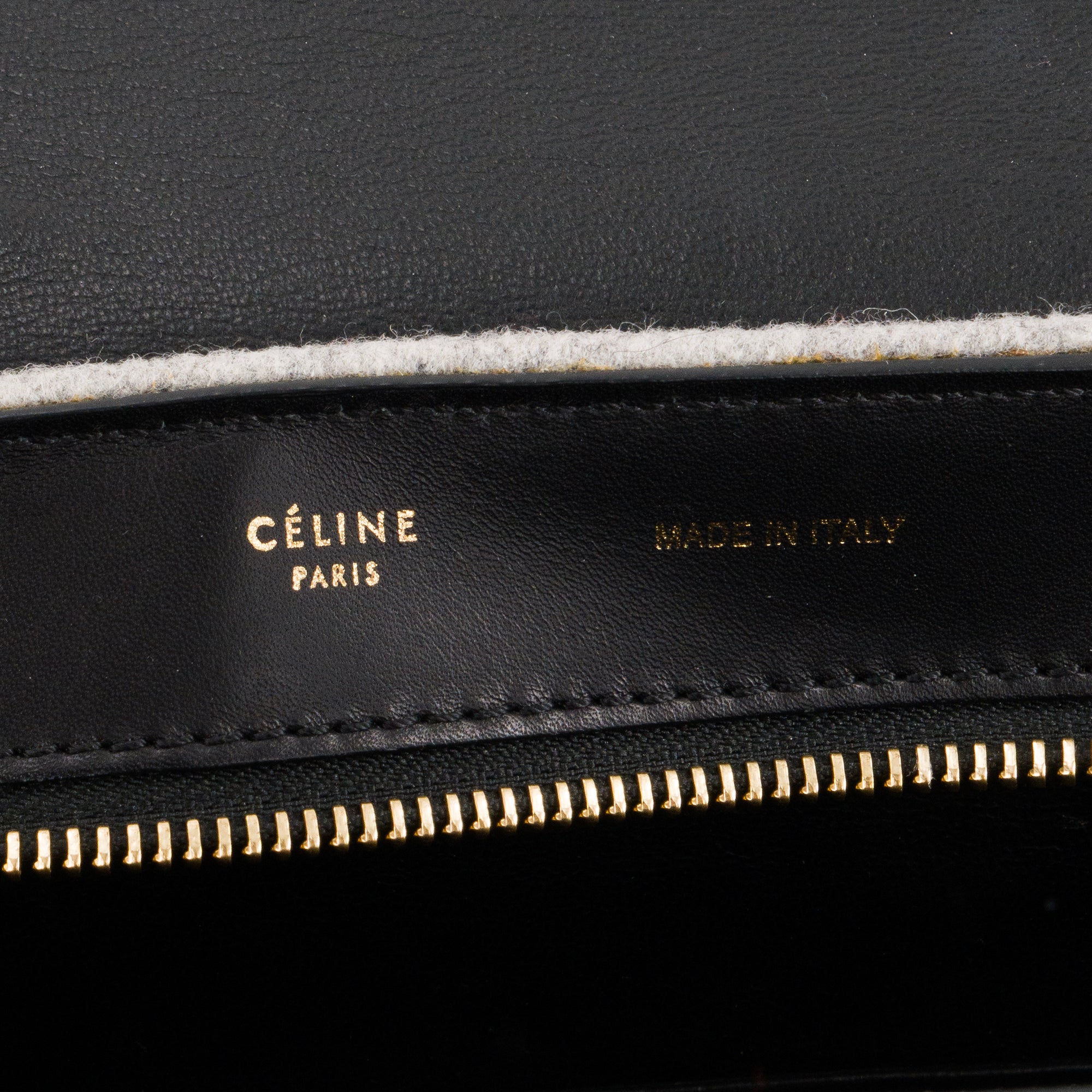 CELINE - Sac à épaule Trapeze MM Celine en feutrine grise et cuir noir