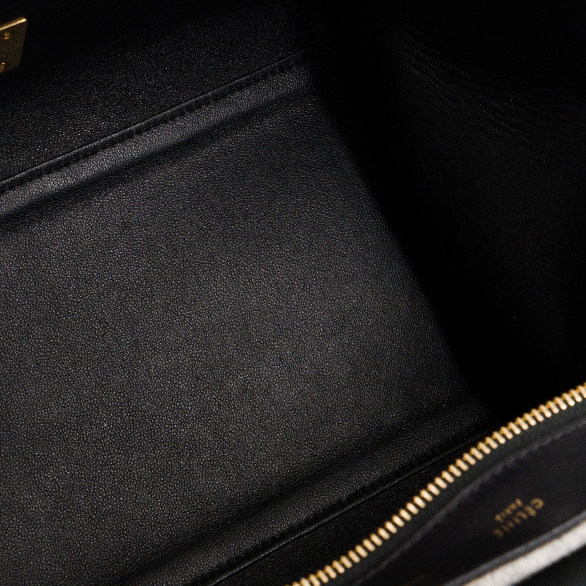 CELINE - Sac à épaule Trapeze MM Celine en feutrine grise et cuir noir