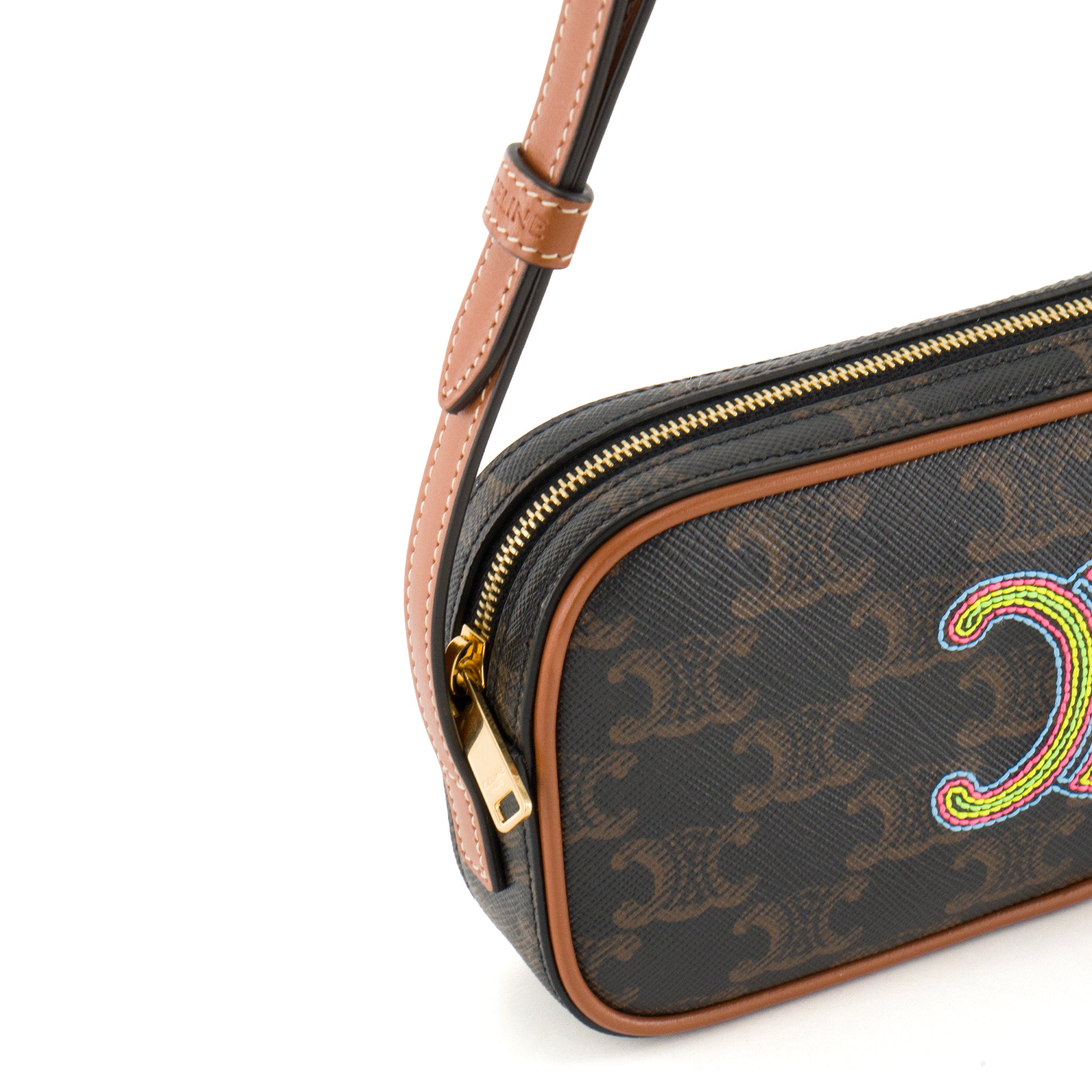 CELINE - Sac à épaule Triomphe mini Céline en toile enduite monogrammée