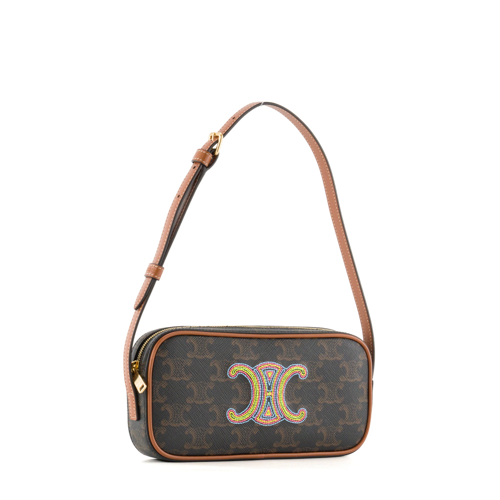 CELINE - Sac à épaule Triomphe mini Céline en toile enduite monogrammée