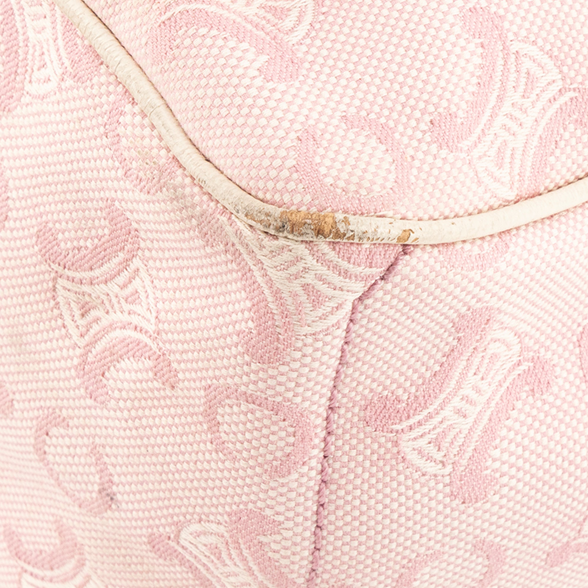 CELINE - Sac à main Boogie Celine en toile triomphe rose et cuir grainé blanc vintage