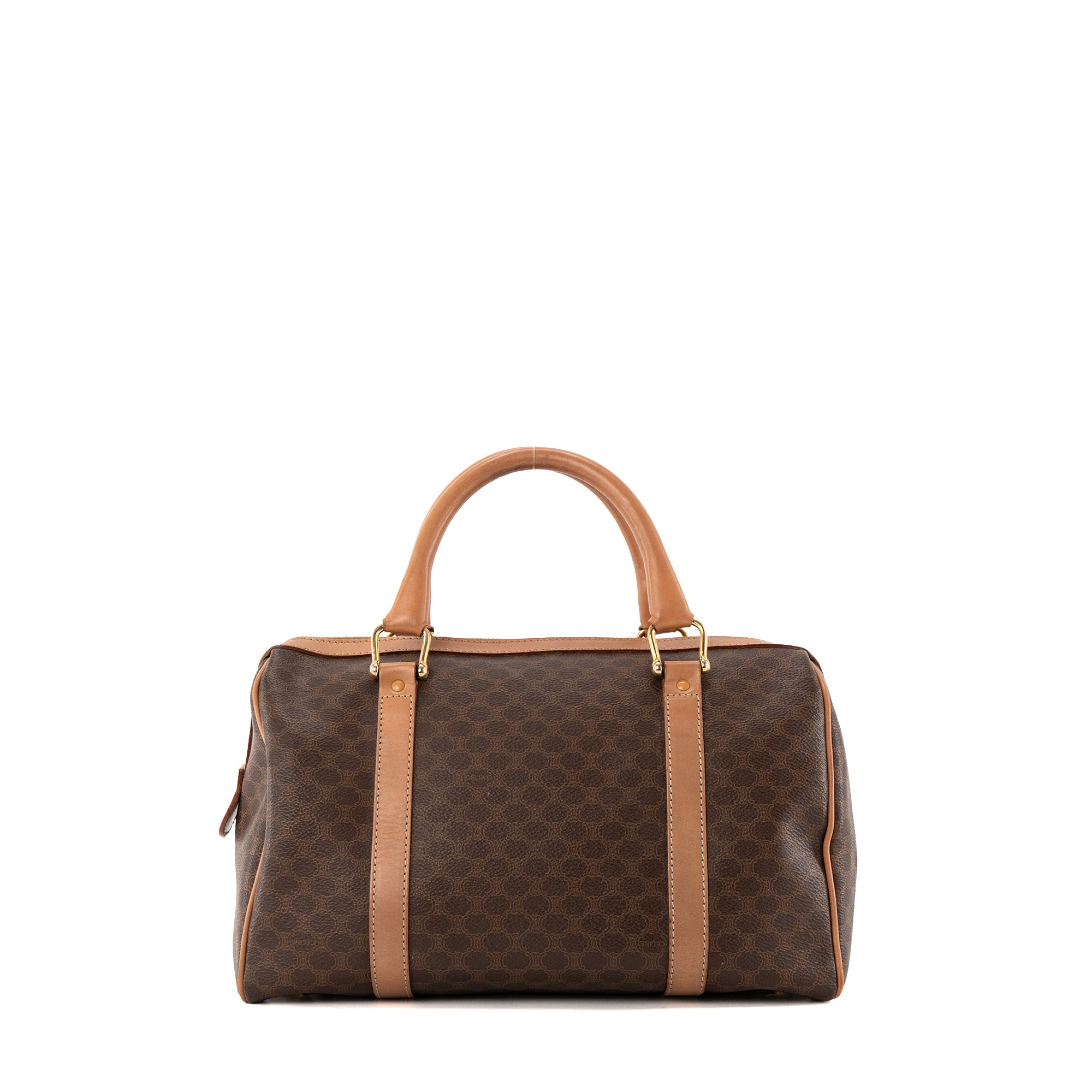 CELINE - Sac à main Boston 30 Macadam Celine en toile marron vintage