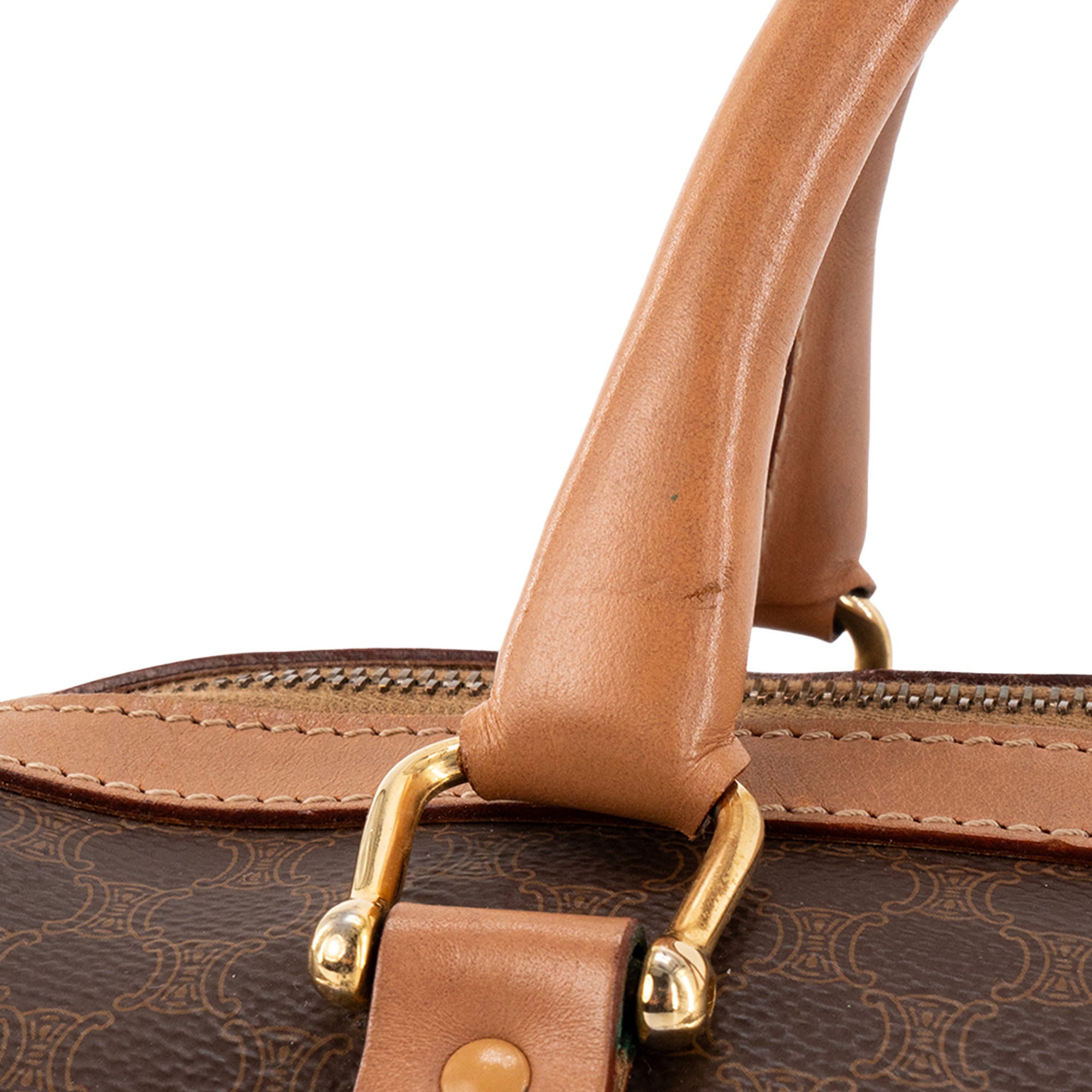 CELINE - Sac à main Boston 30 Macadam Celine en toile marron vintage