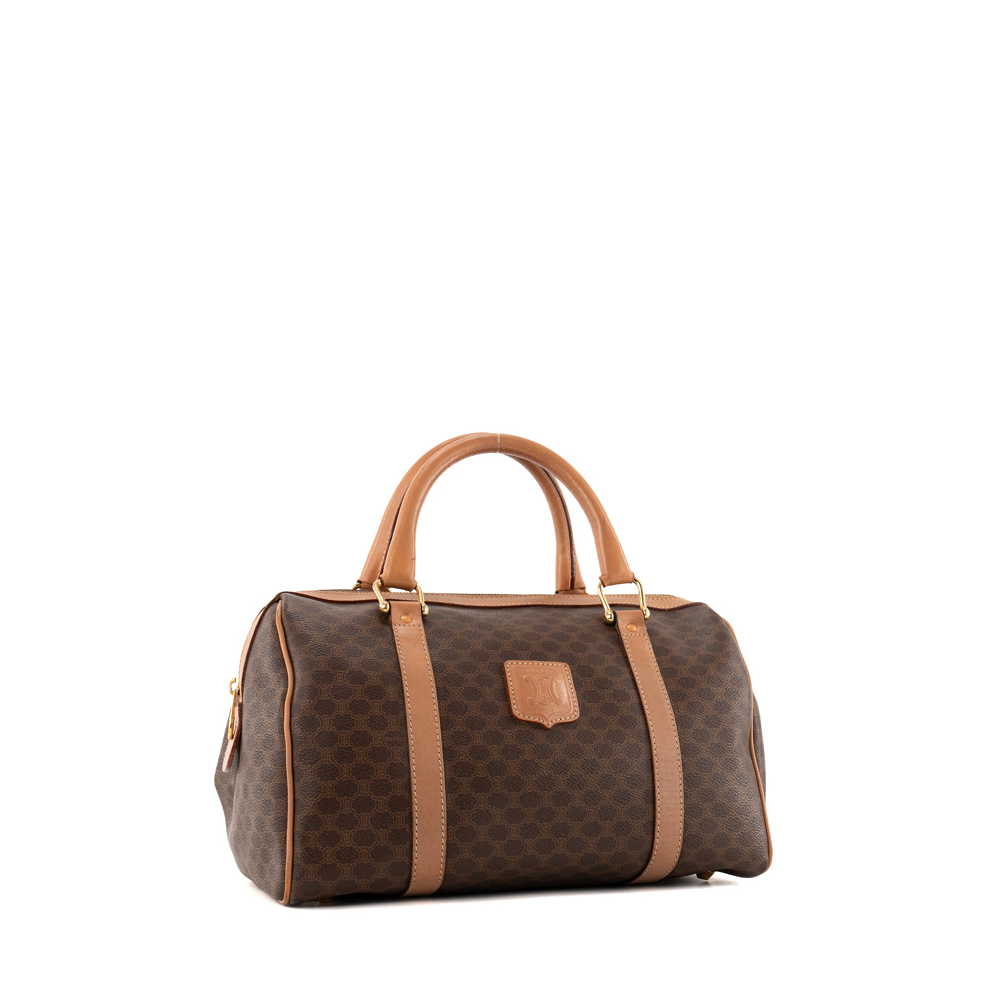 CELINE - Sac à main Boston 30 Macadam Celine en toile marron vintage