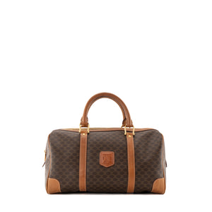 CELINE - Sac à main Boston 35 Macadam Celine en toile enduite monogrammée marron vintage