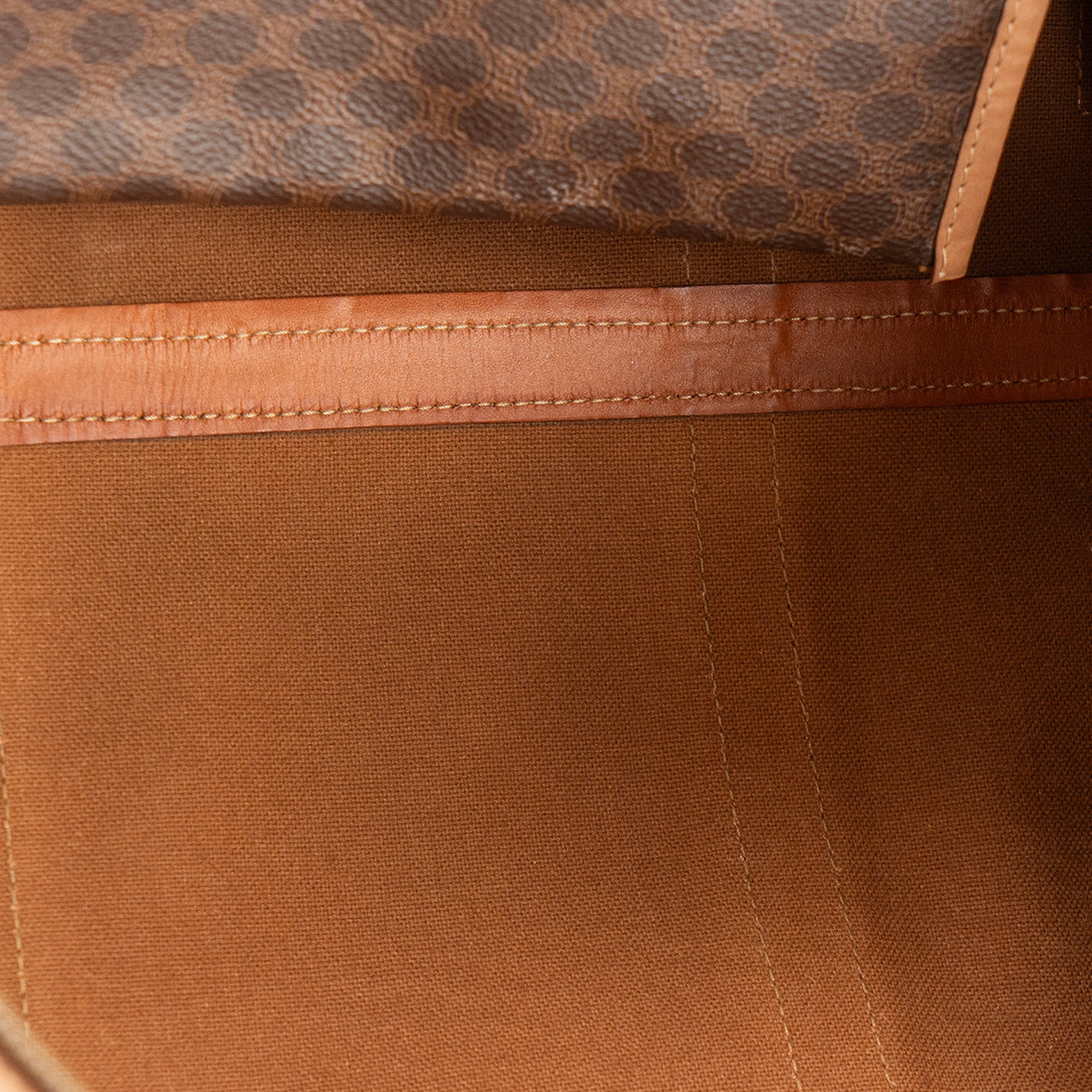 CELINE - Sac à main Boston 40 Celine en toile enduite Macadam et cuir marron