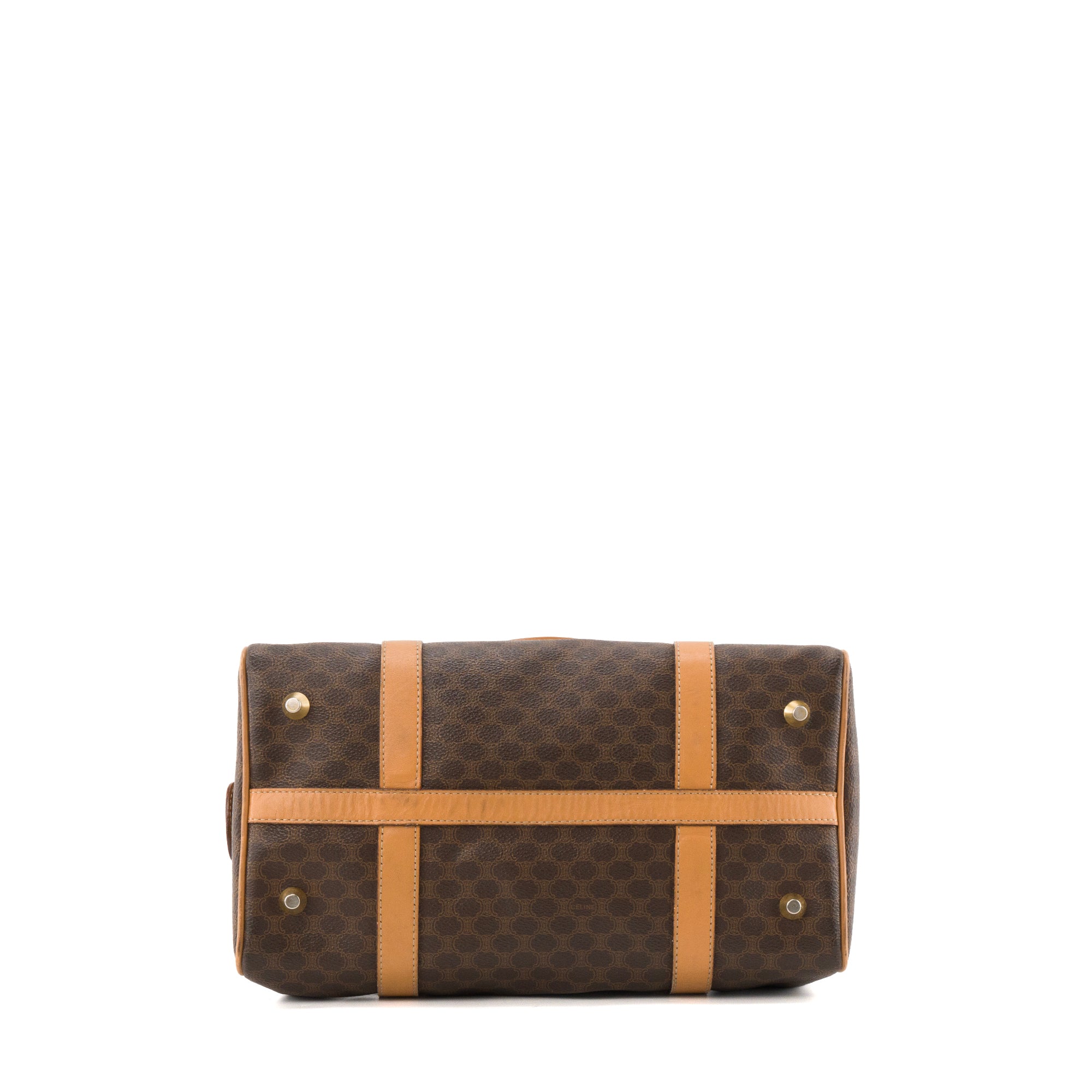 CELINE - Sac à main Boston Macadam Celine en toile monogrammée marron vintage