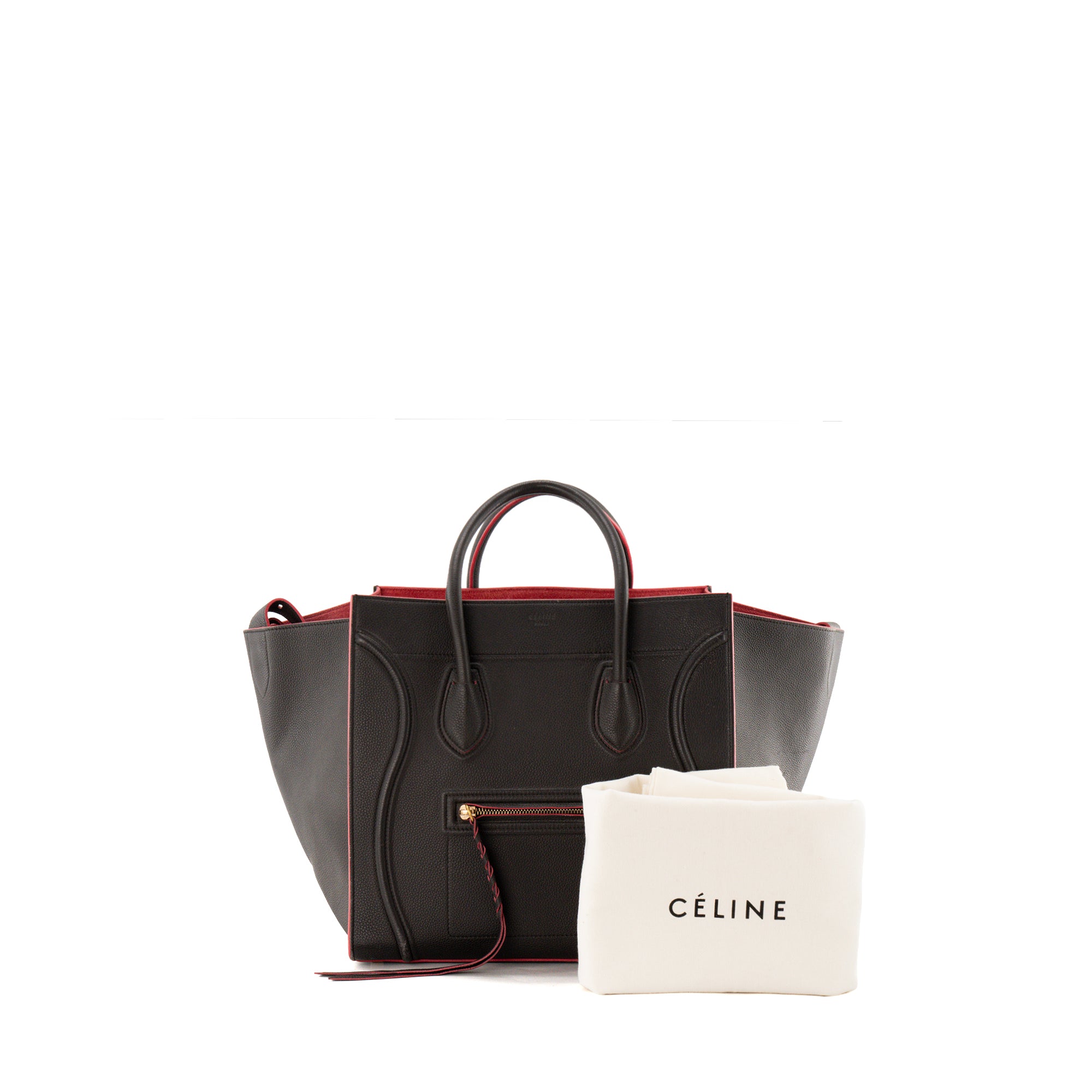 CELINE - Sac à main Luggage Phantom Celine en cuir grainé gris