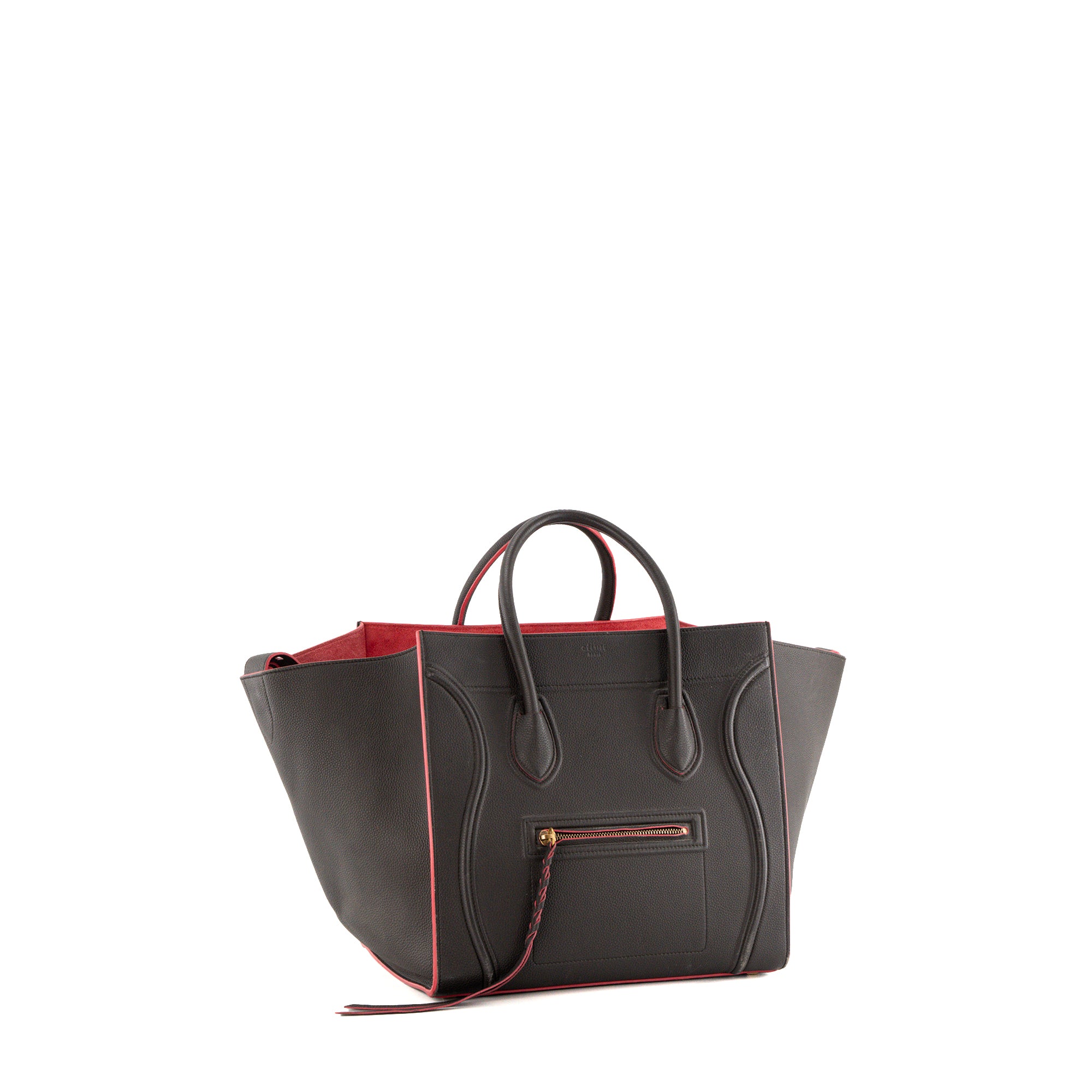 CELINE - Sac à main Luggage Phantom Celine en cuir grainé gris