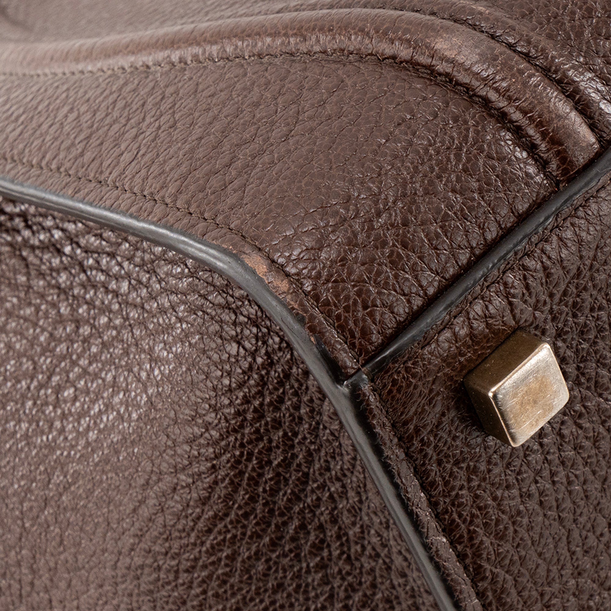 CELINE - Sac à main Luggage Phantom Celine en cuir grainé marron