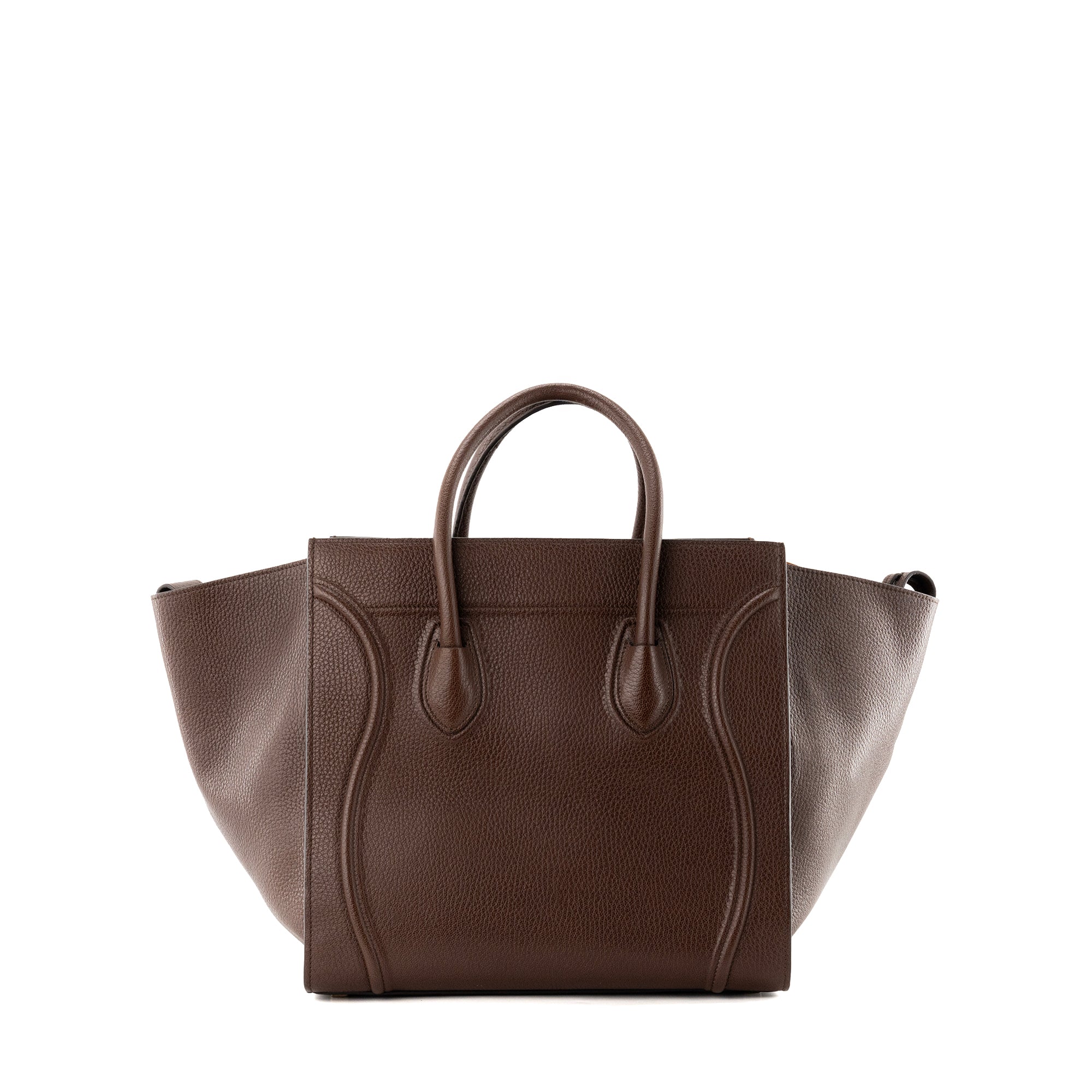 CELINE - Sac à main Luggage Phantom Celine en cuir grainé marron