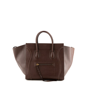 CELINE - Sac à main Luggage Phantom Celine en cuir grainé marron