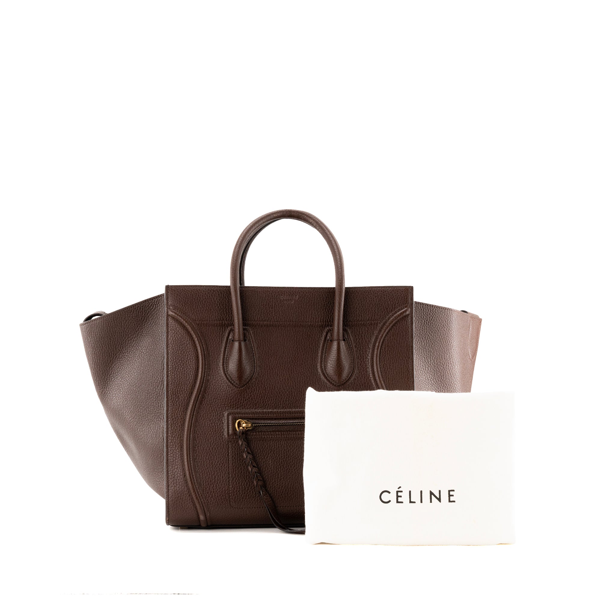 CELINE - Sac à main Luggage Phantom Celine en cuir grainé marron