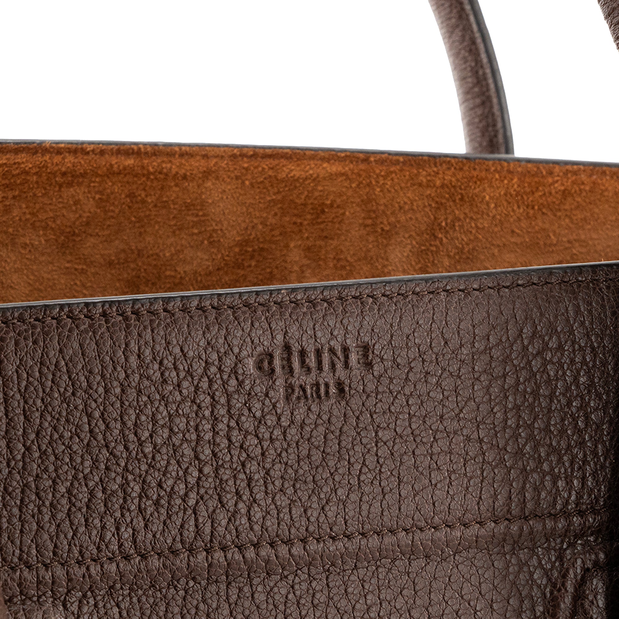 CELINE - Sac à main Luggage Phantom Celine en cuir grainé marron