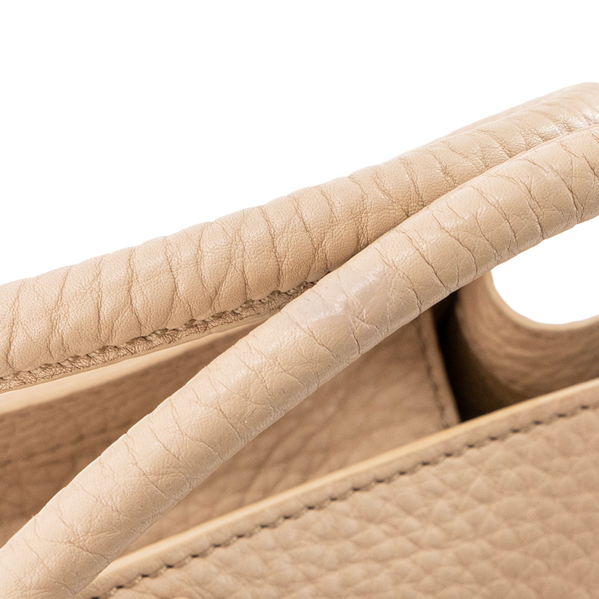 CELINE - Sac à main Micro Luggage Celine en cuir grainé beige