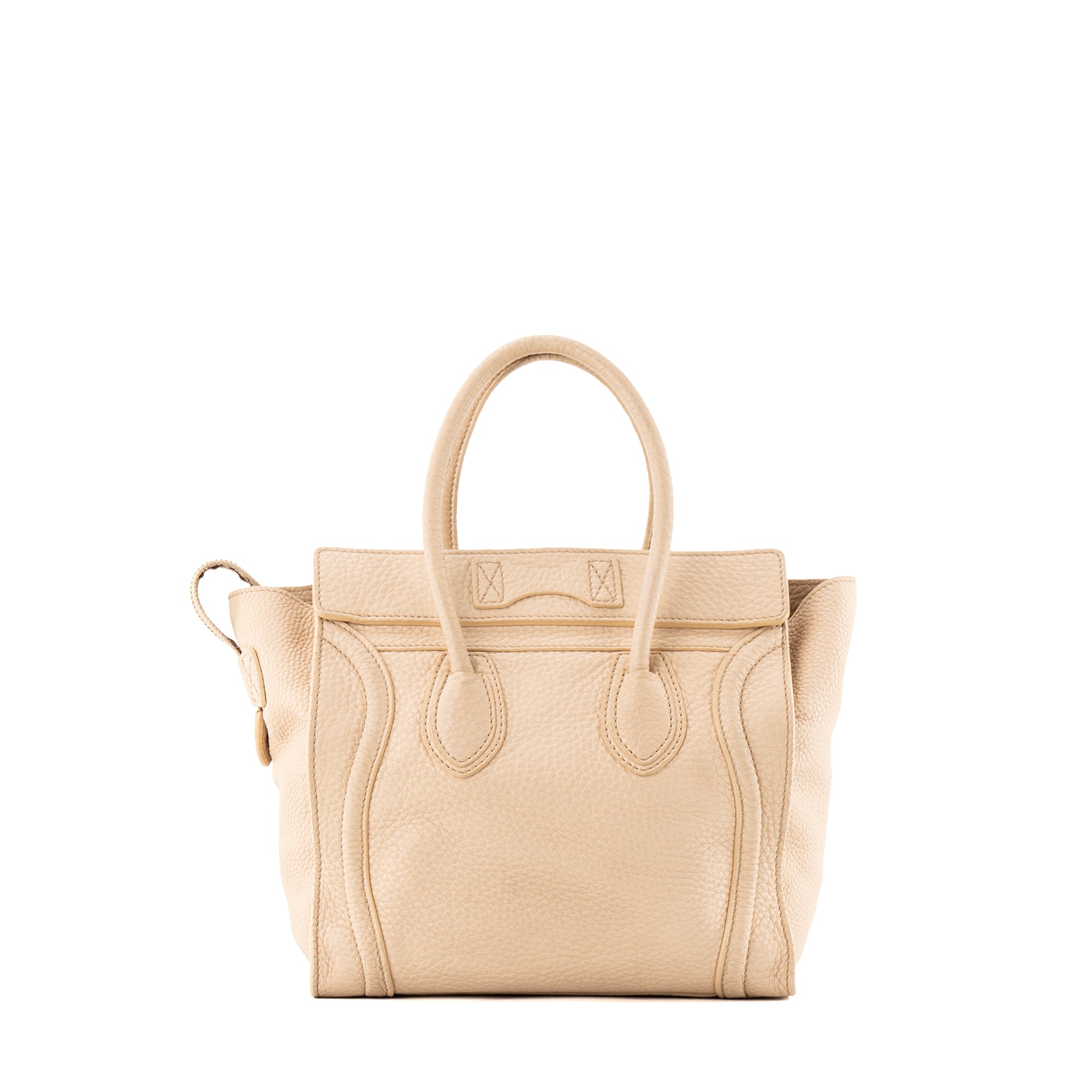 CELINE - Sac à main Micro Luggage Celine en cuir grainé beige