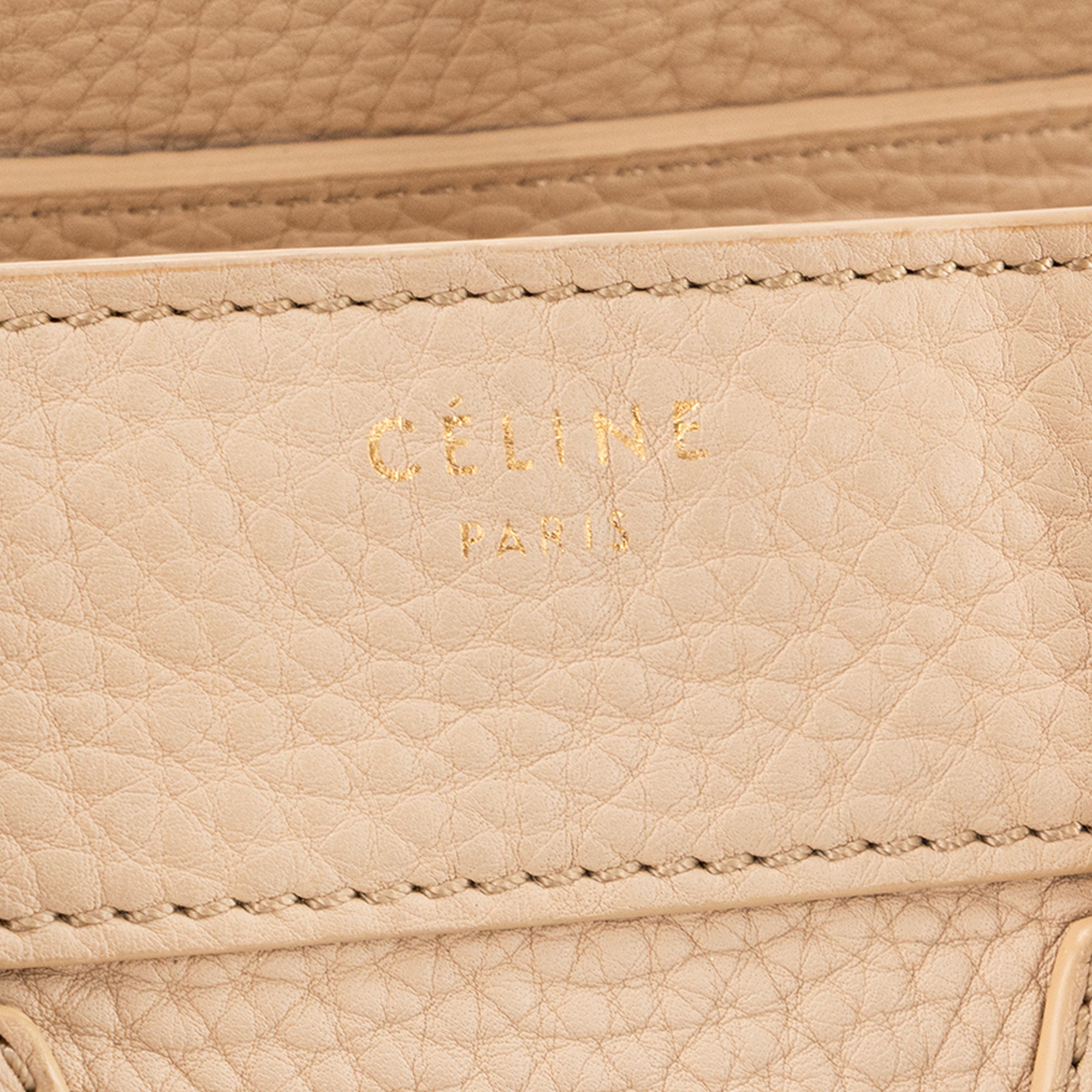 CELINE - Sac à main Micro Luggage Celine en cuir grainé beige