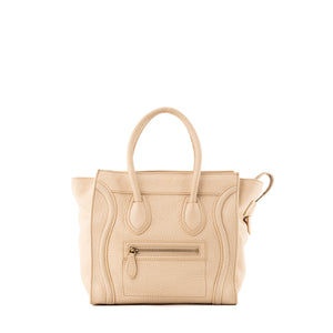 CELINE - Sac à main Micro Luggage Celine en cuir grainé beige