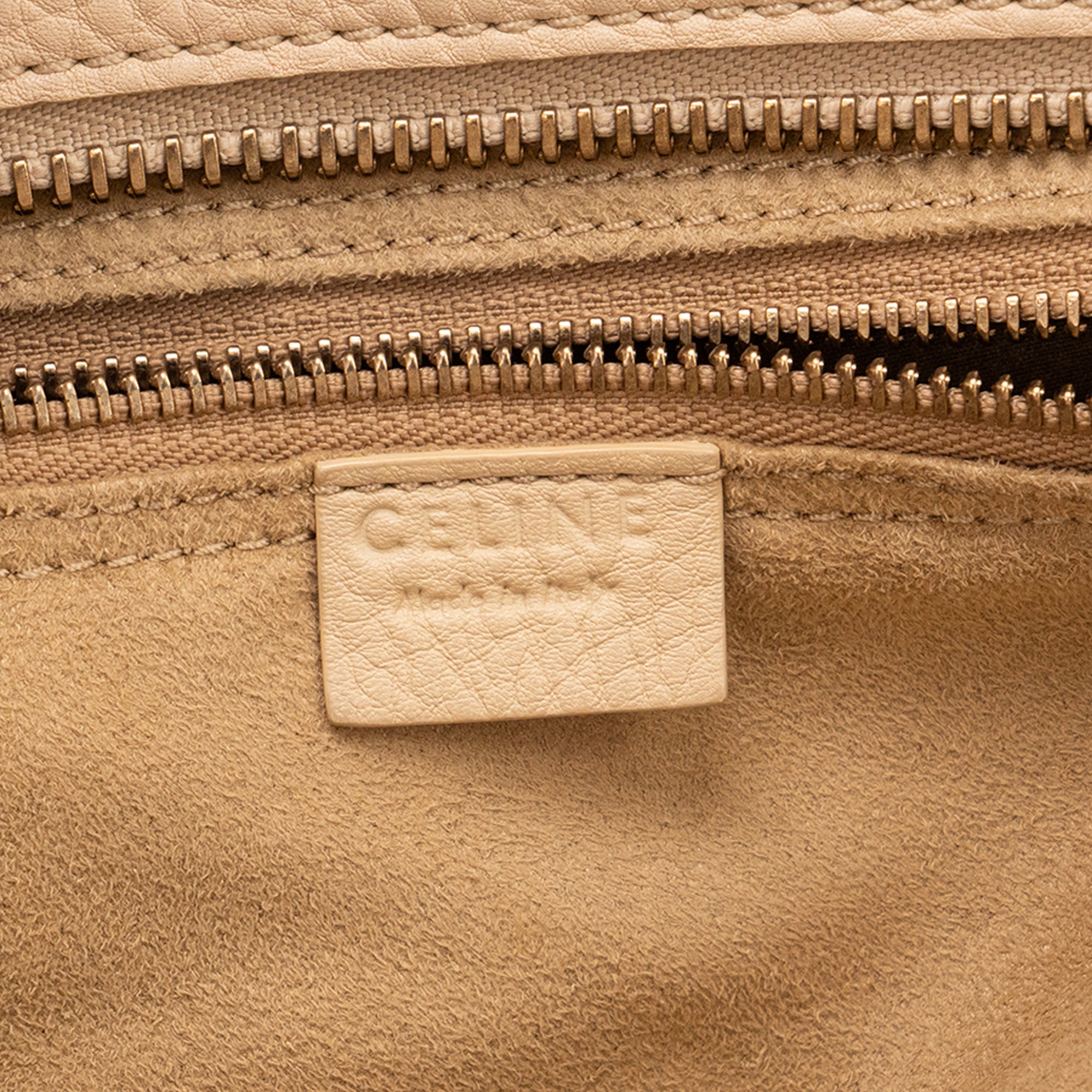 CELINE - Sac à main Micro Luggage Celine en cuir grainé beige