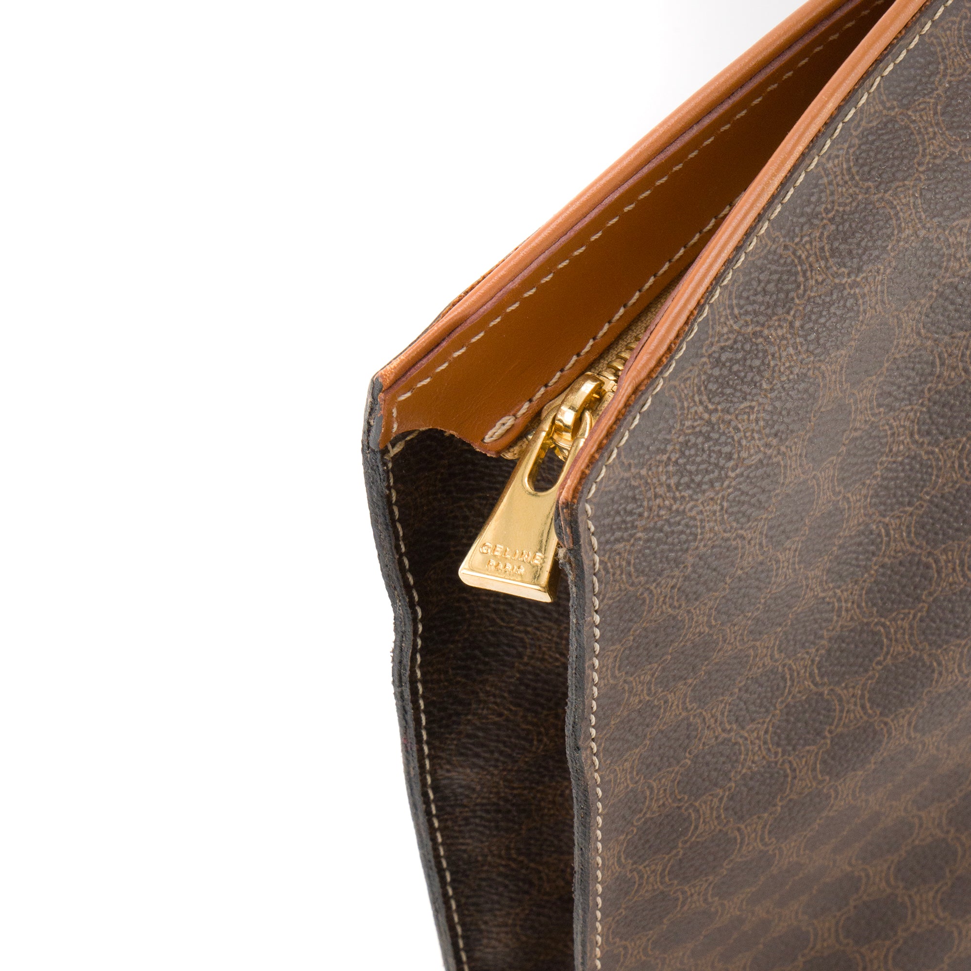 CELINE - Sac à main Macadam Celine en toile marron vintage